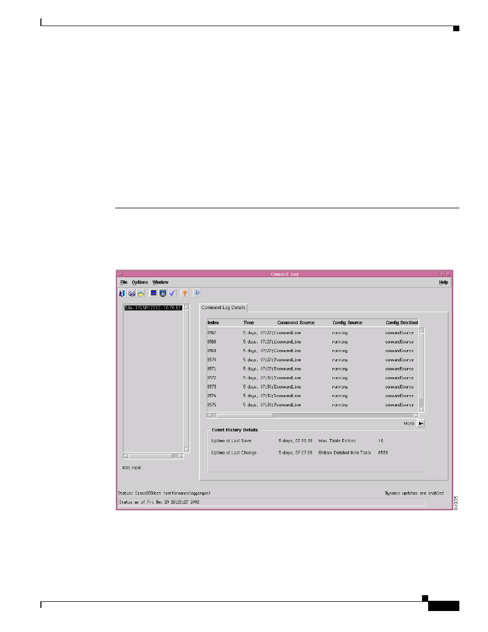 Command log, Viewing the command log window | Cisco 12000/10700 V3.1.1 User Manual | Page 141 / 602