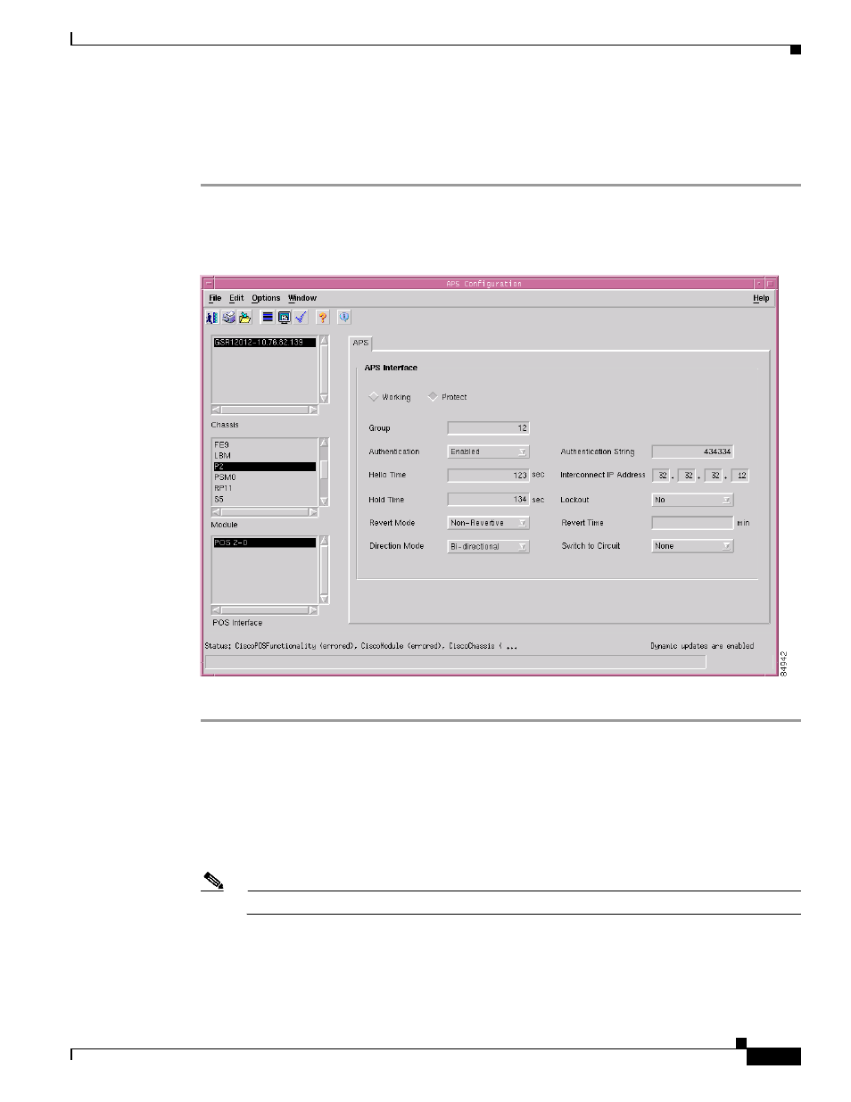 Viewing the aps configuration window | Cisco 12000/10700 V3.1.1 User Manual | Page 221 / 602