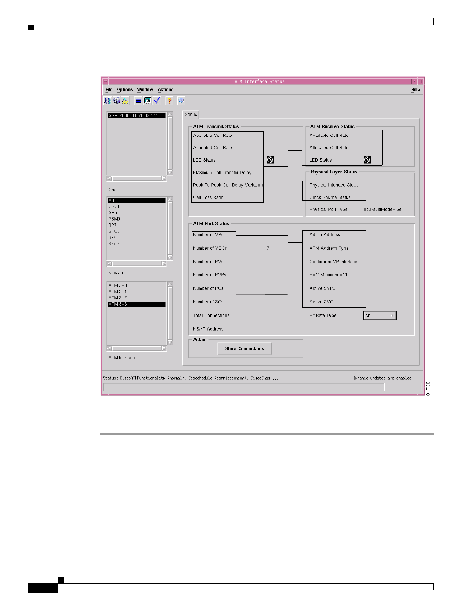 Atm interface status window—detailed description, Atm transmit status | Cisco 12000/10700 V3.1.1 User Manual | Page 236 / 602