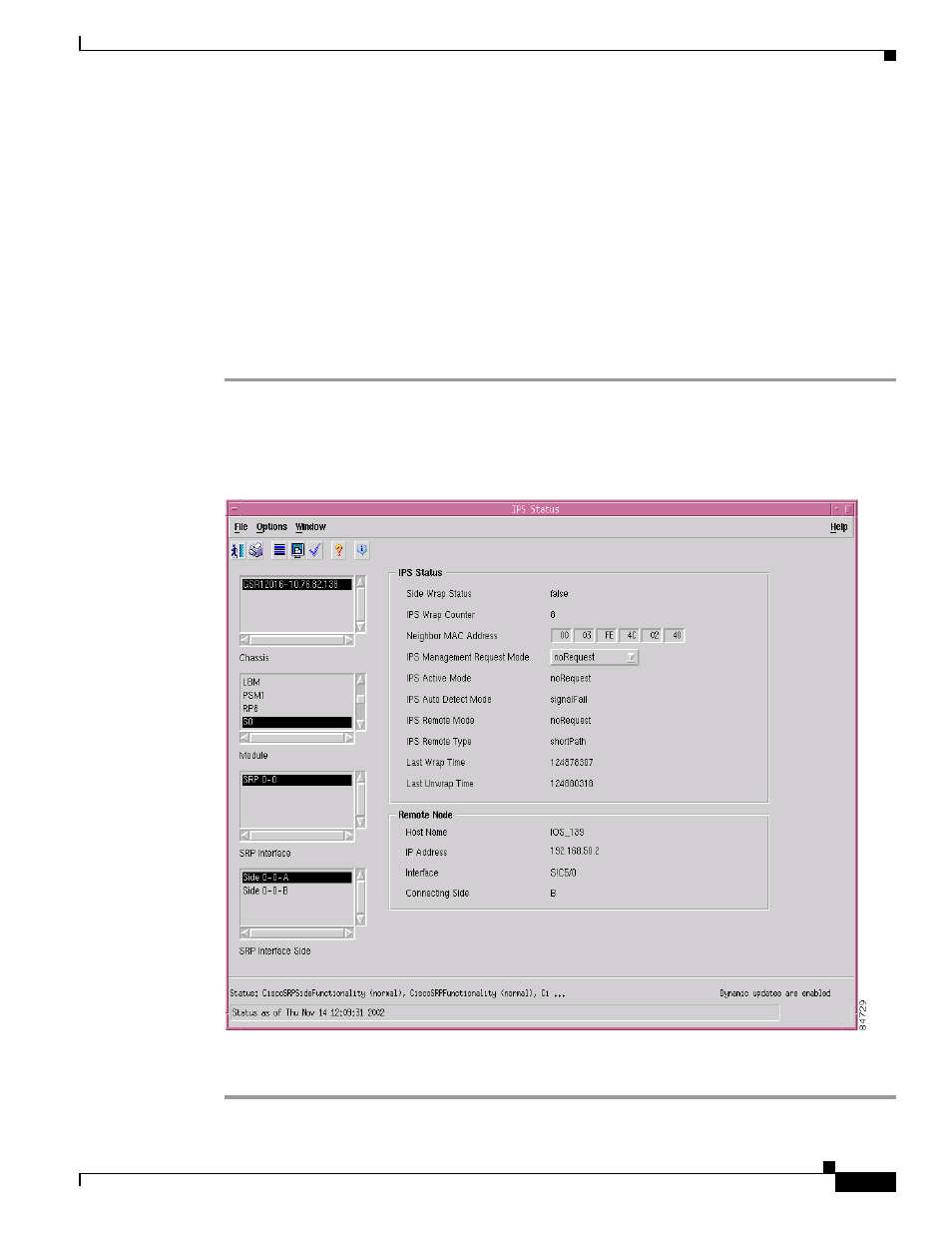 Srp side ips status, Viewing the ips status attributes | Cisco 12000/10700 V3.1.1 User Manual | Page 249 / 602