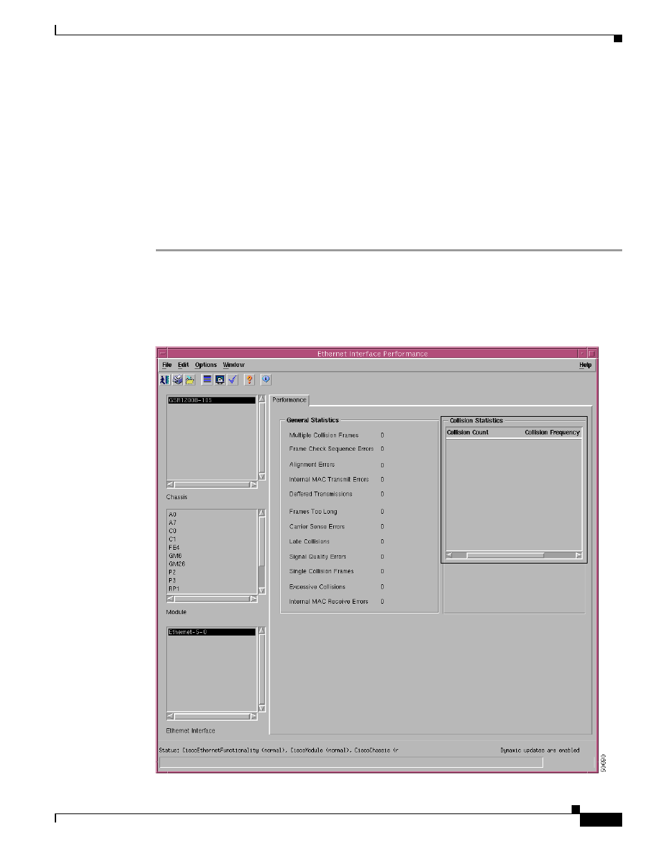 Ethernet interface performance, Viewing the ethernet interface performance window | Cisco 12000/10700 V3.1.1 User Manual | Page 271 / 602