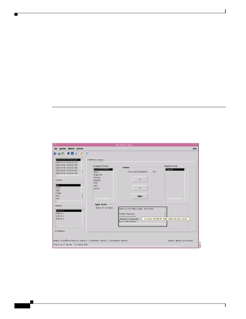 Car policy apply, Applying a car policy to an interface | Cisco 12000/10700 V3.1.1 User Manual | Page 304 / 602