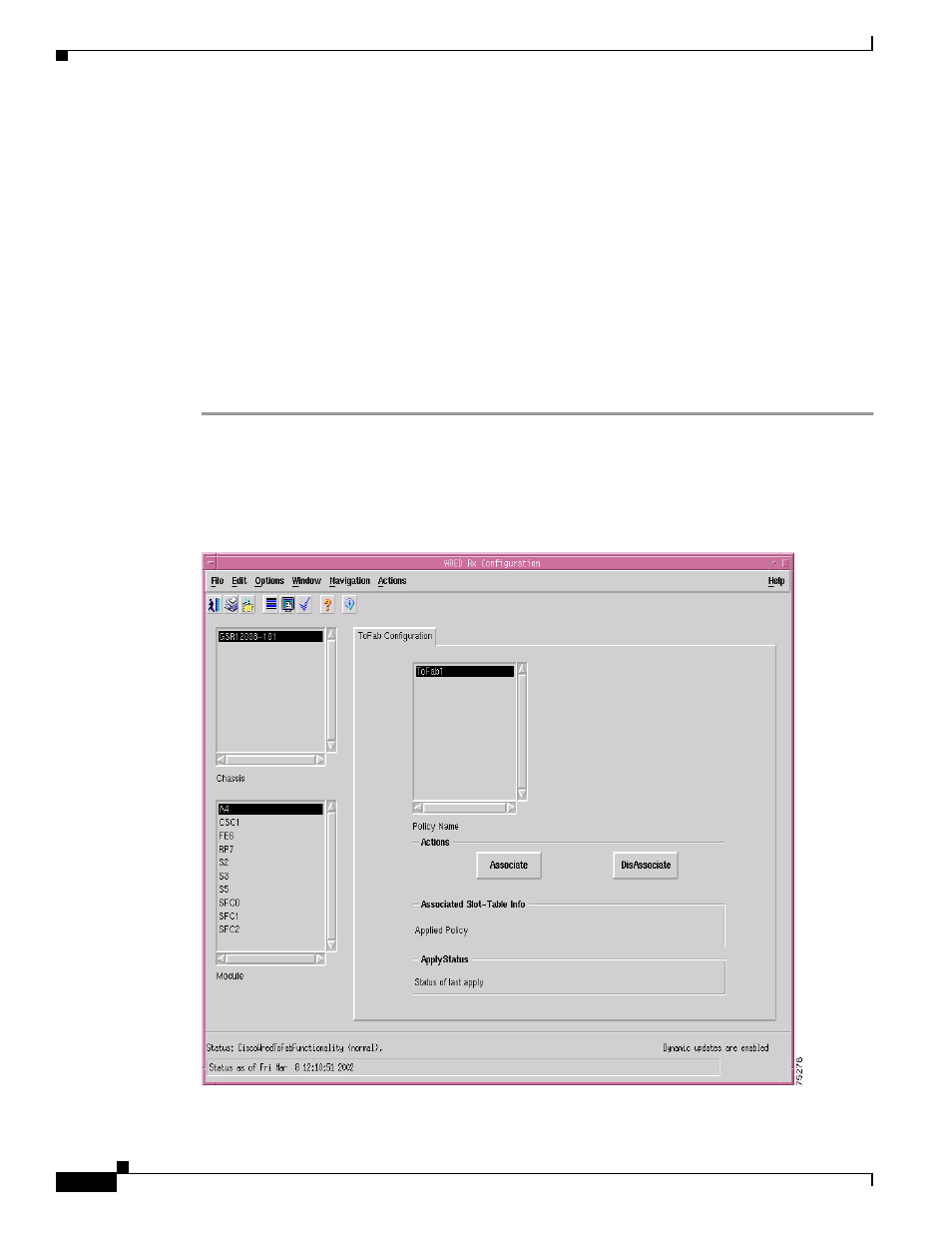 Wred rx configuration, Associating a tofab policy to a line card | Cisco 12000/10700 V3.1.1 User Manual | Page 322 / 602