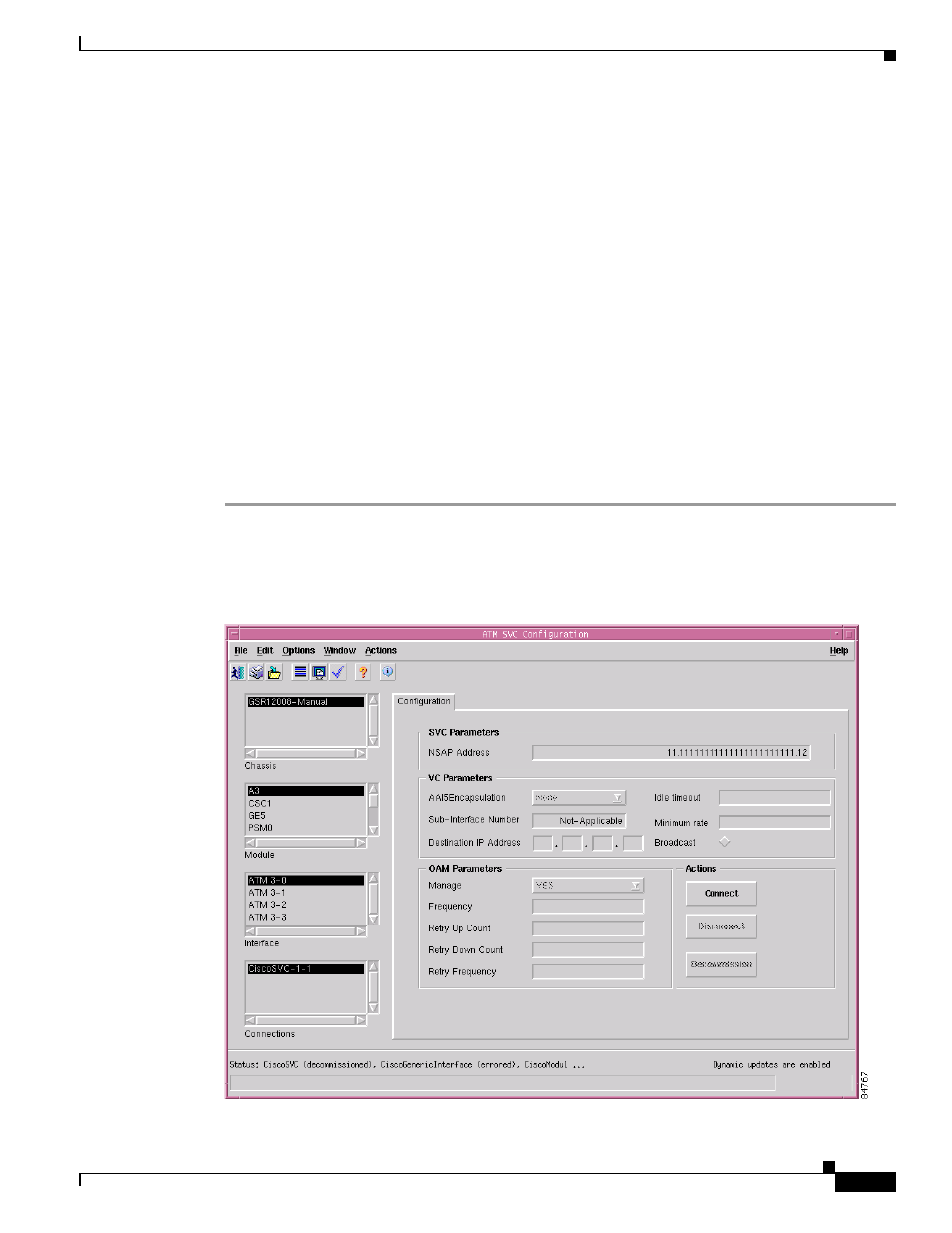 Svc configuration, Viewing the svc configuration window | Cisco 12000/10700 V3.1.1 User Manual | Page 361 / 602