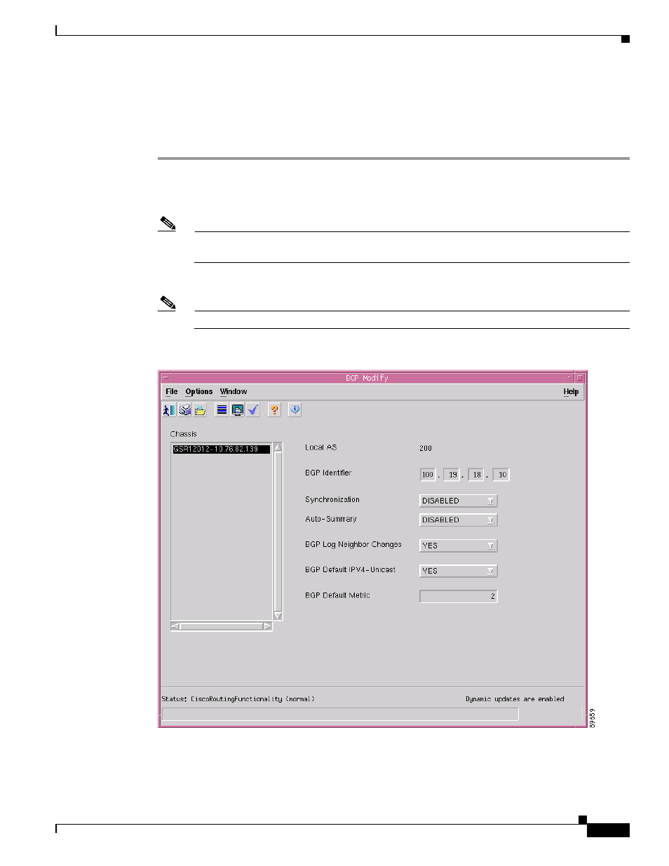 Modifying bgp on a chassis, Modifying bgp on a chassis” section on | Cisco 12000/10700 V3.1.1 User Manual | Page 397 / 602