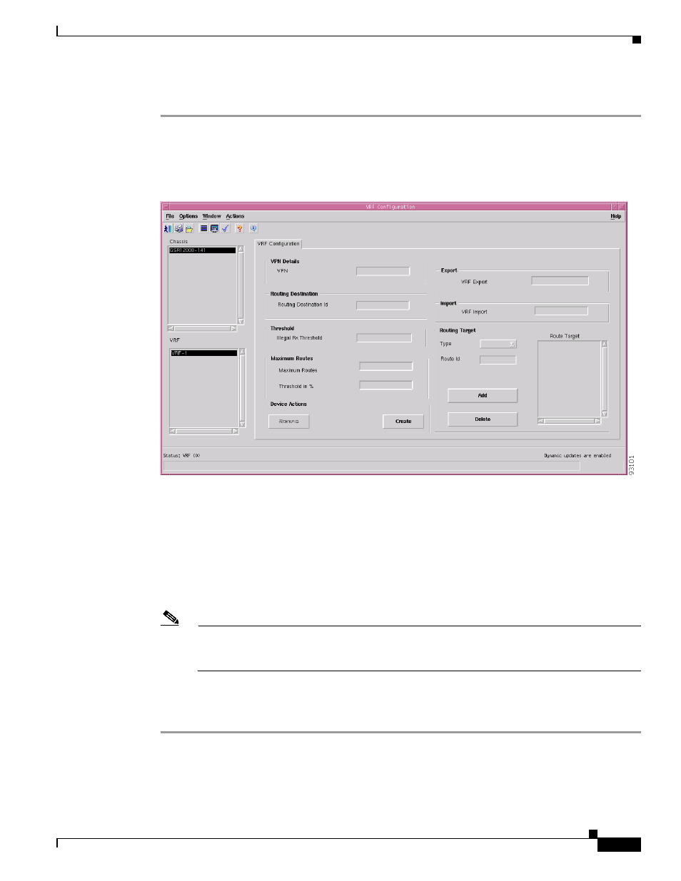 Vrf configuration window | Cisco 12000/10700 V3.1.1 User Manual | Page 511 / 602