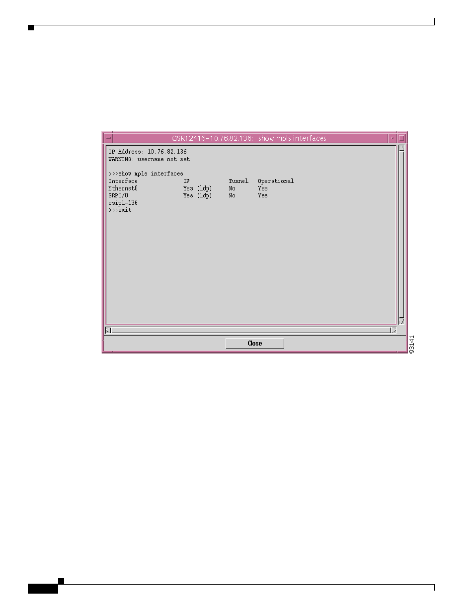 Verify mpls interfaces | Cisco 12000/10700 V3.1.1 User Manual | Page 544 / 602