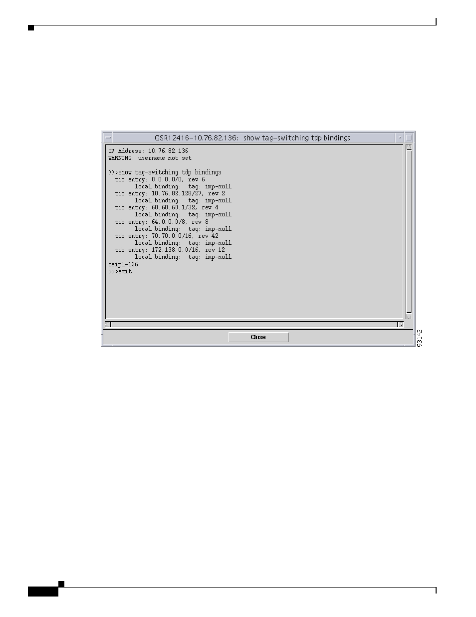 Verify label bindings | Cisco 12000/10700 V3.1.1 User Manual | Page 546 / 602