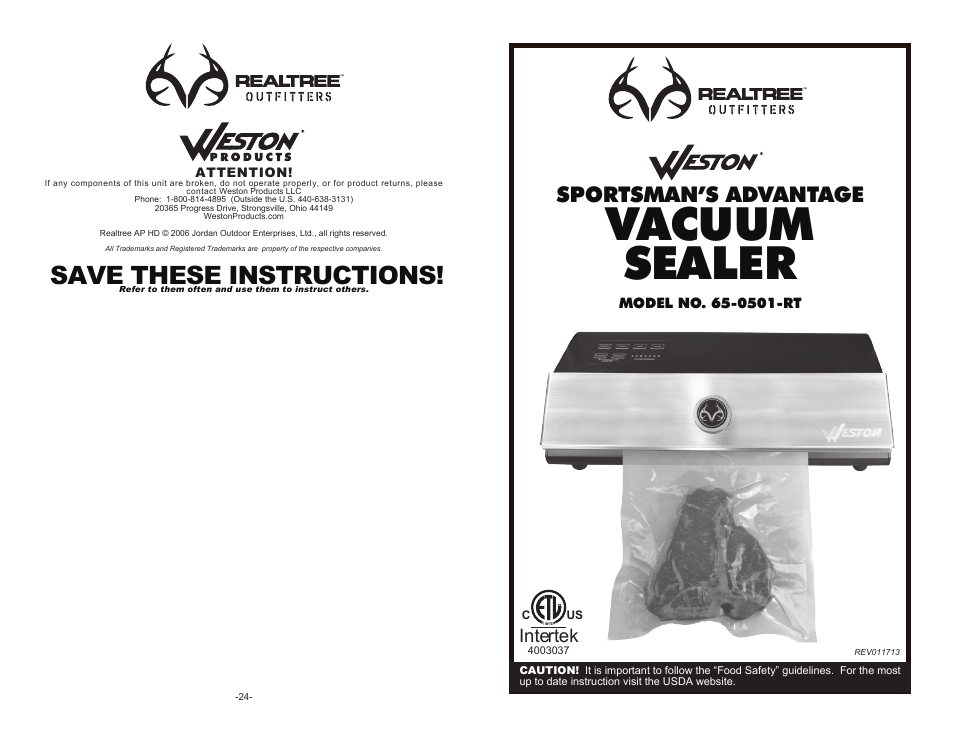 Weston Harvest Guar Portable Vacuum Sealer User Manual | 12 pages