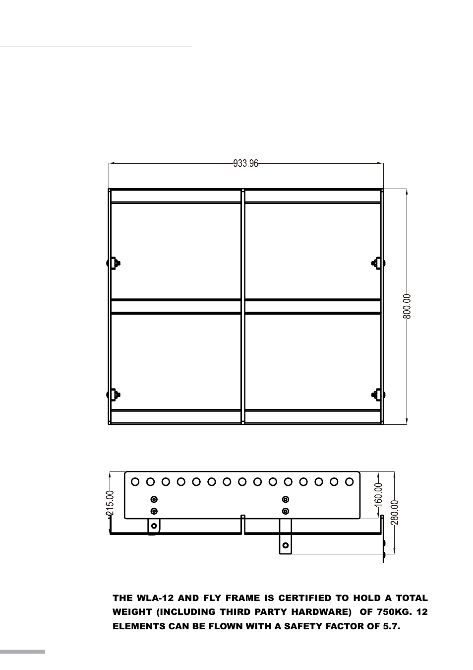 Dimensional drawings - wla-12 fly frame | Wharfedale Pro WLA Fly Frame User Manual | Page 20 / 24