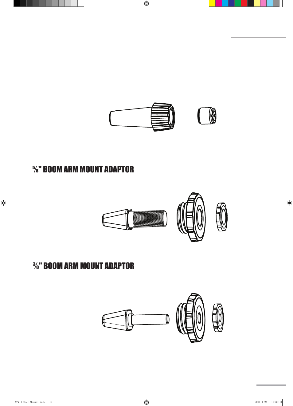 Wpm-1, Stand adaptor, Boom arm mount adaptor ⅜" boom arm mount adaptor | Wharfedale Pro WPM-1 User Manual | Page 13 / 16