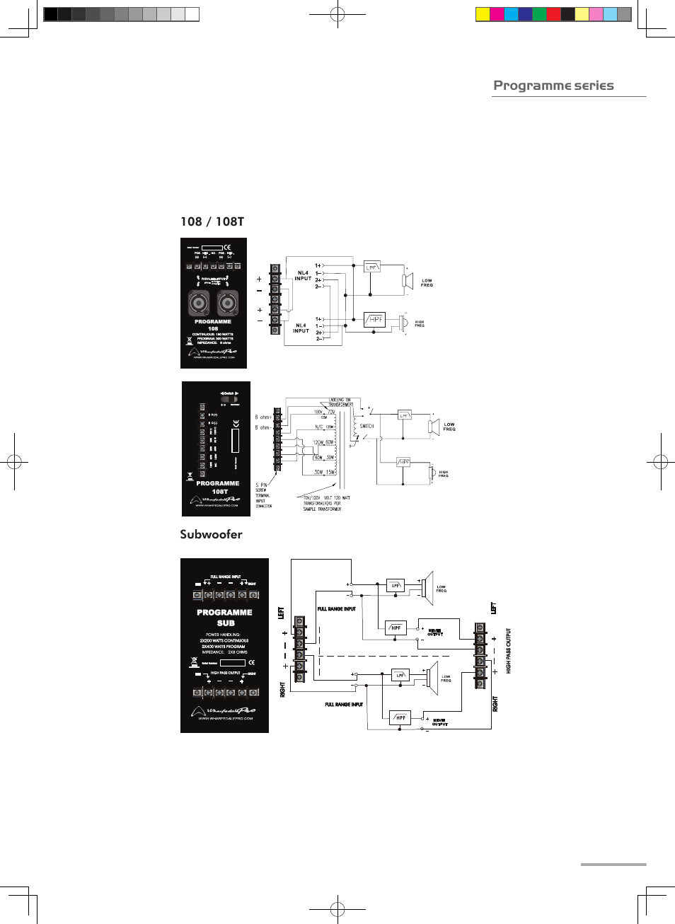 Block diagram, Programme series | Wharfedale Pro Programme Sub User Manual | Page 15 / 22