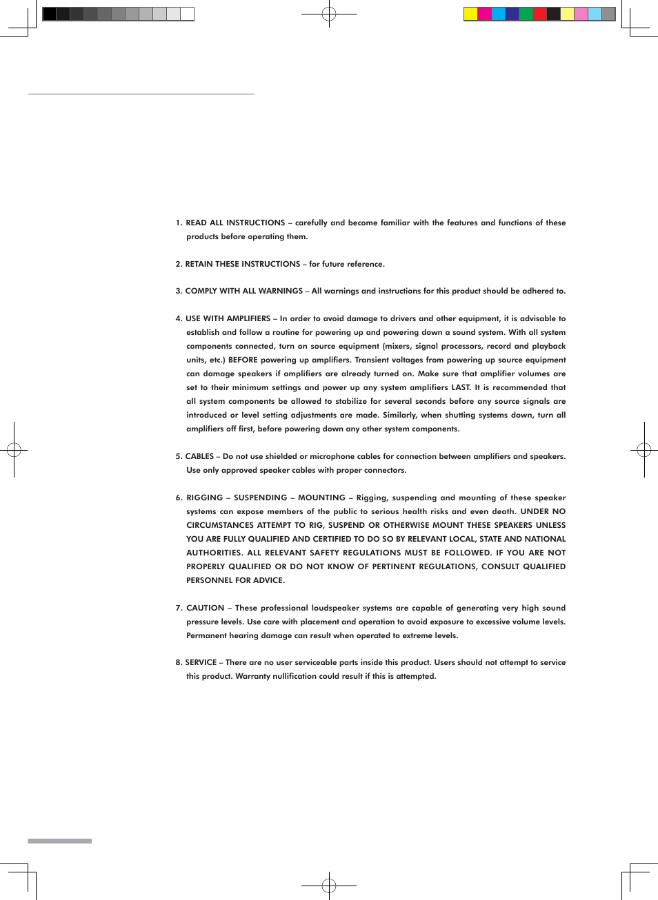 Important warnings & safety instructions, Operating manual and user guide | Wharfedale Pro Programme Sub User Manual | Page 2 / 22