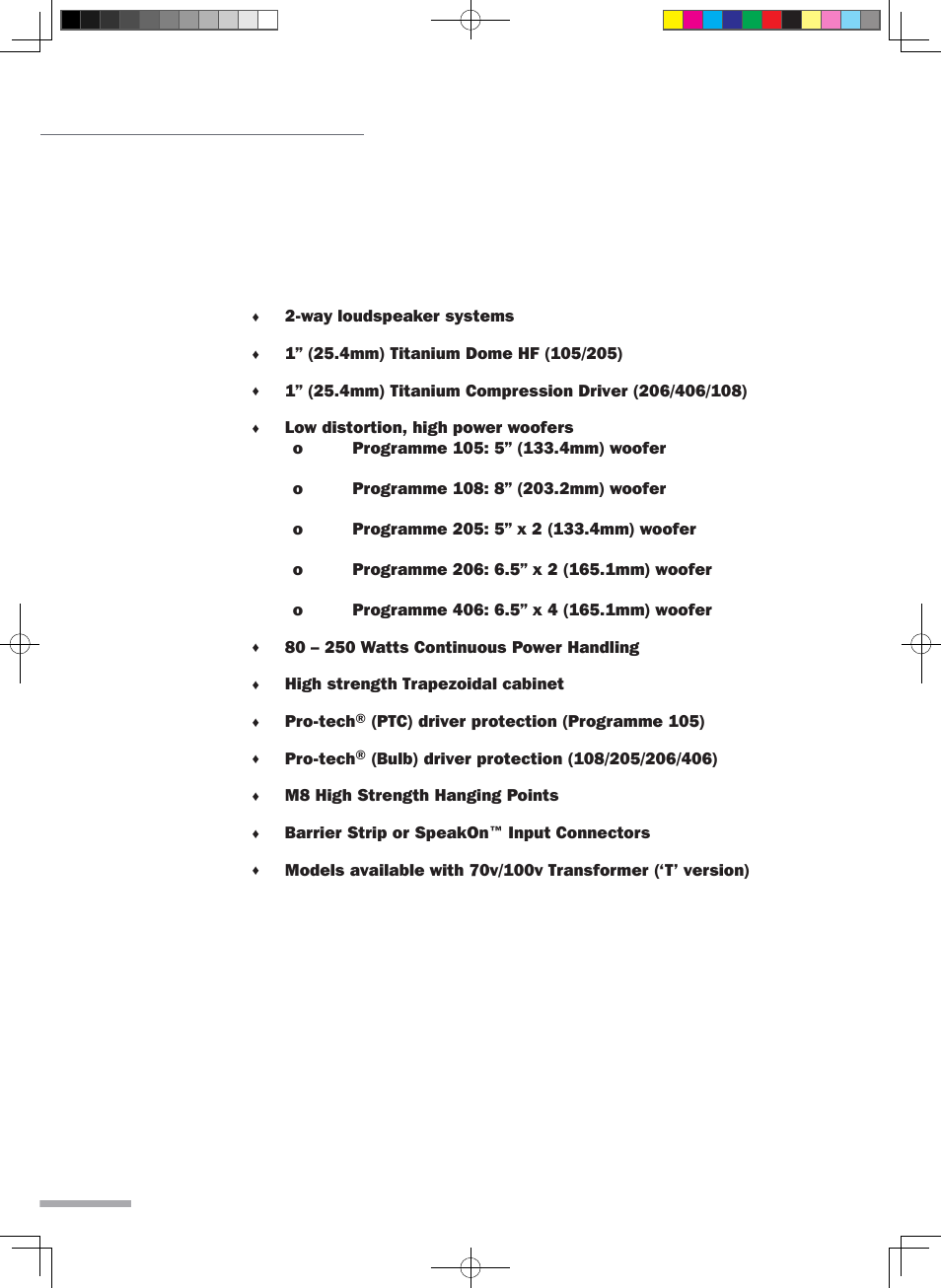Features | Wharfedale Pro Programme Sub User Manual | Page 6 / 22