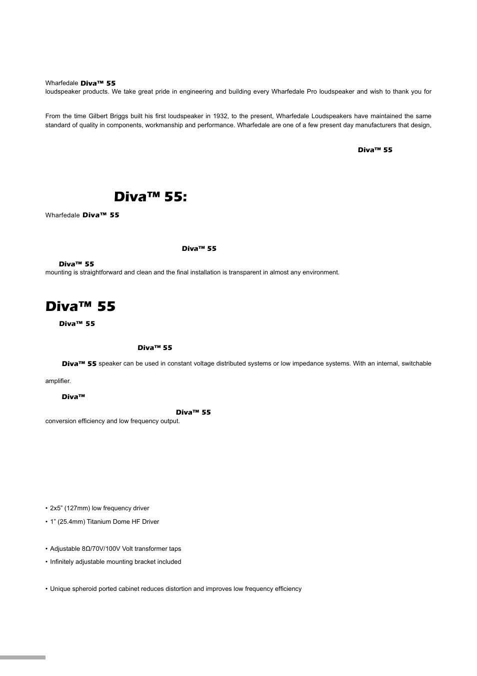 Introduction, About the diva™ 55: diva™ 55 overview, Features | Wharfedale Pro Diva 55 User Manual | Page 4 / 12