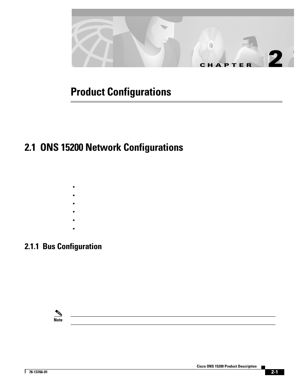 Product configurations, 1 ons 15200 network configurations, 1 bus configuration | Chapter 2, “product configurations, 1 bus configuration | Cisco ONS 15200 User Manual | Page 21 / 74