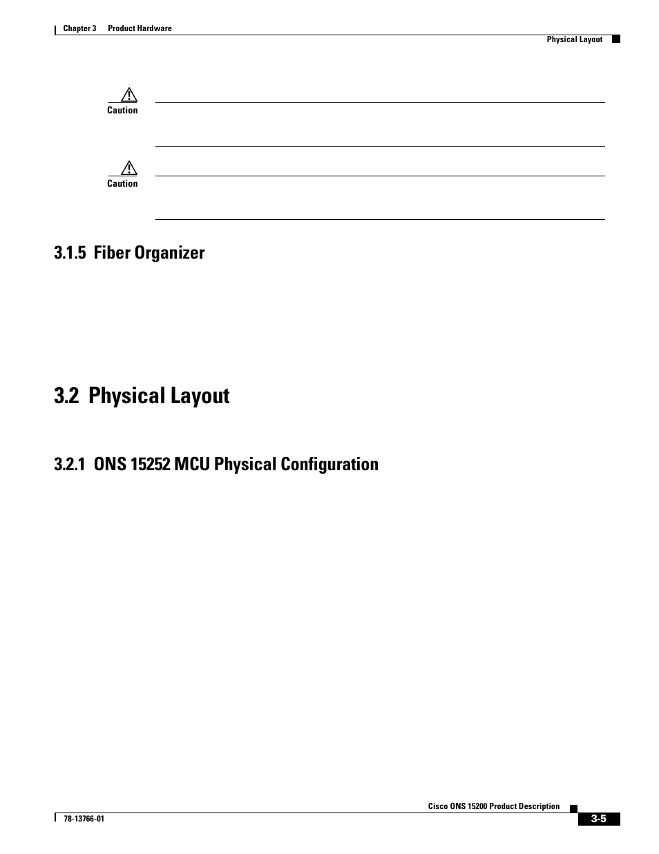 5 fiber organizer, 2 physical layout, 1 ons 15252 mcu physical configuration | 5 fiber organizer, 2 physical layout, 1 ons 15252 mcu physical configuration | Cisco ONS 15200 User Manual | Page 31 / 74