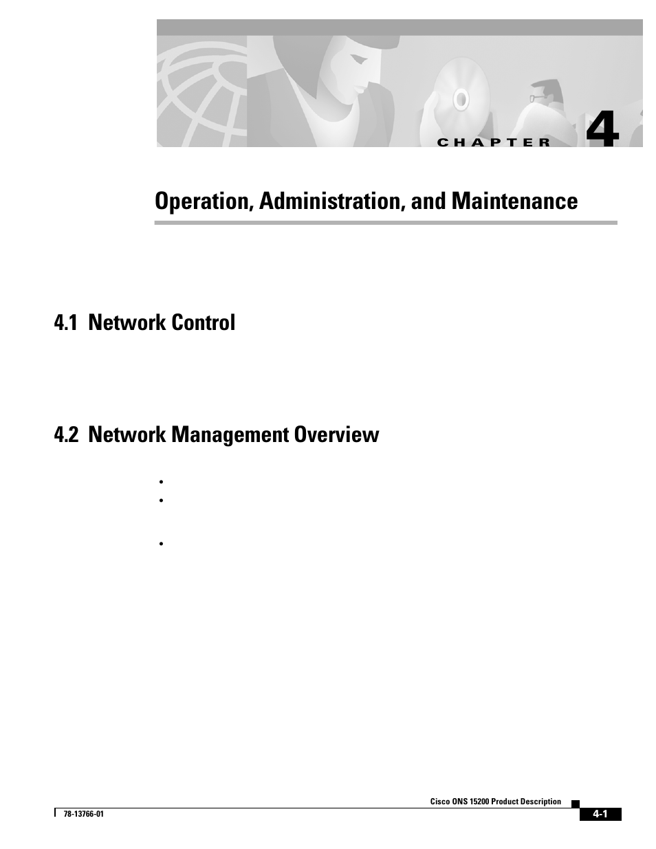 Operation, administration, and maintenance, 1 network control, 2 network management overview | C h a p t e r, 1 network control, 2 network management overview | Cisco ONS 15200 User Manual | Page 39 / 74