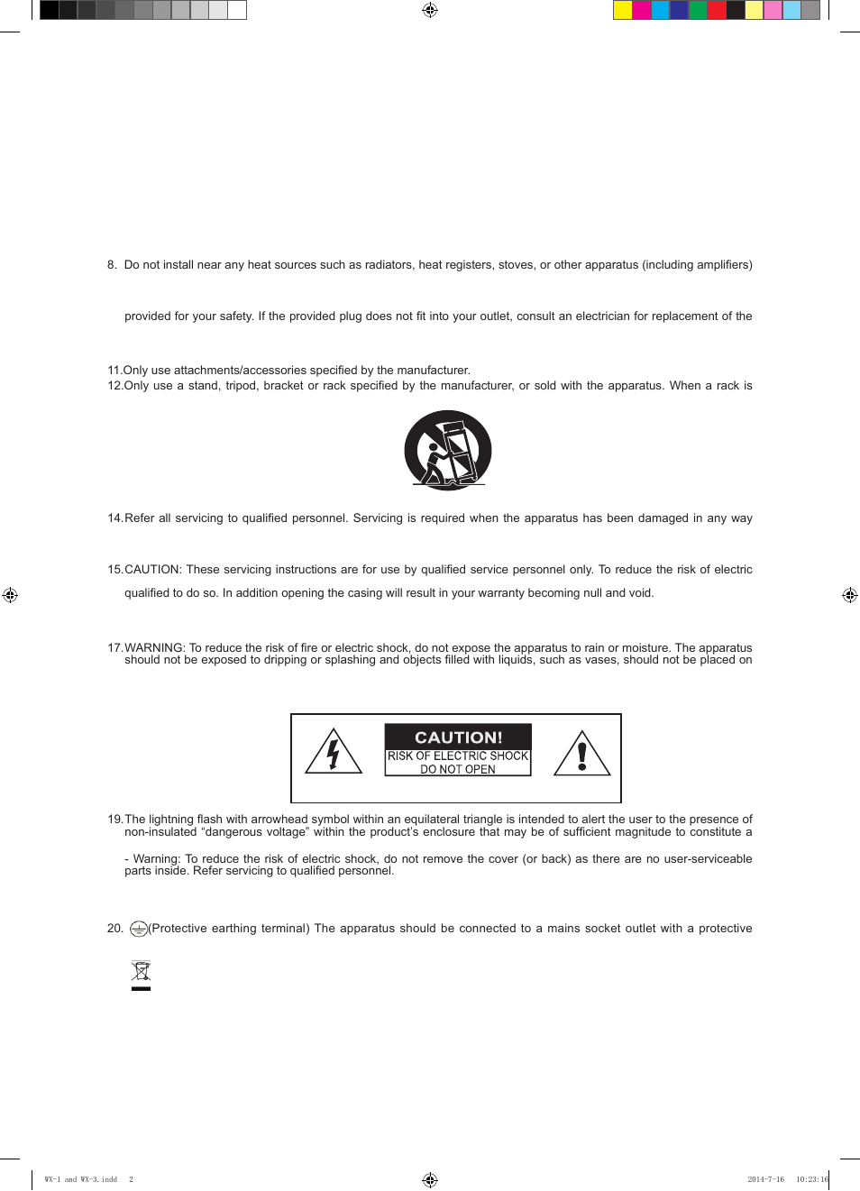 Important warnings & safety instructions | Wharfedale Pro WX-3 User Manual | Page 3 / 12