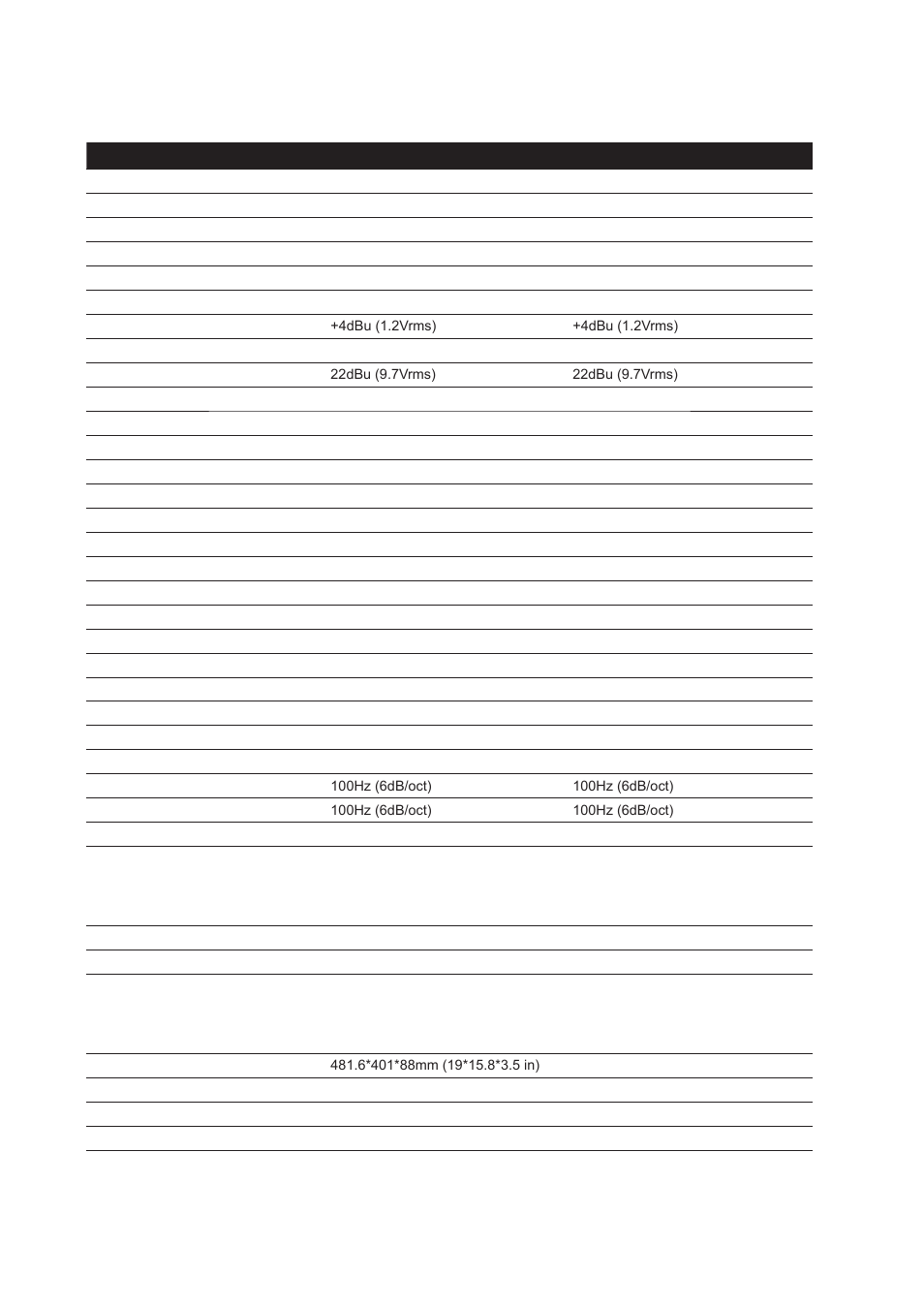 Specification | Wharfedale Pro WX-12 User Manual | Page 10 / 12