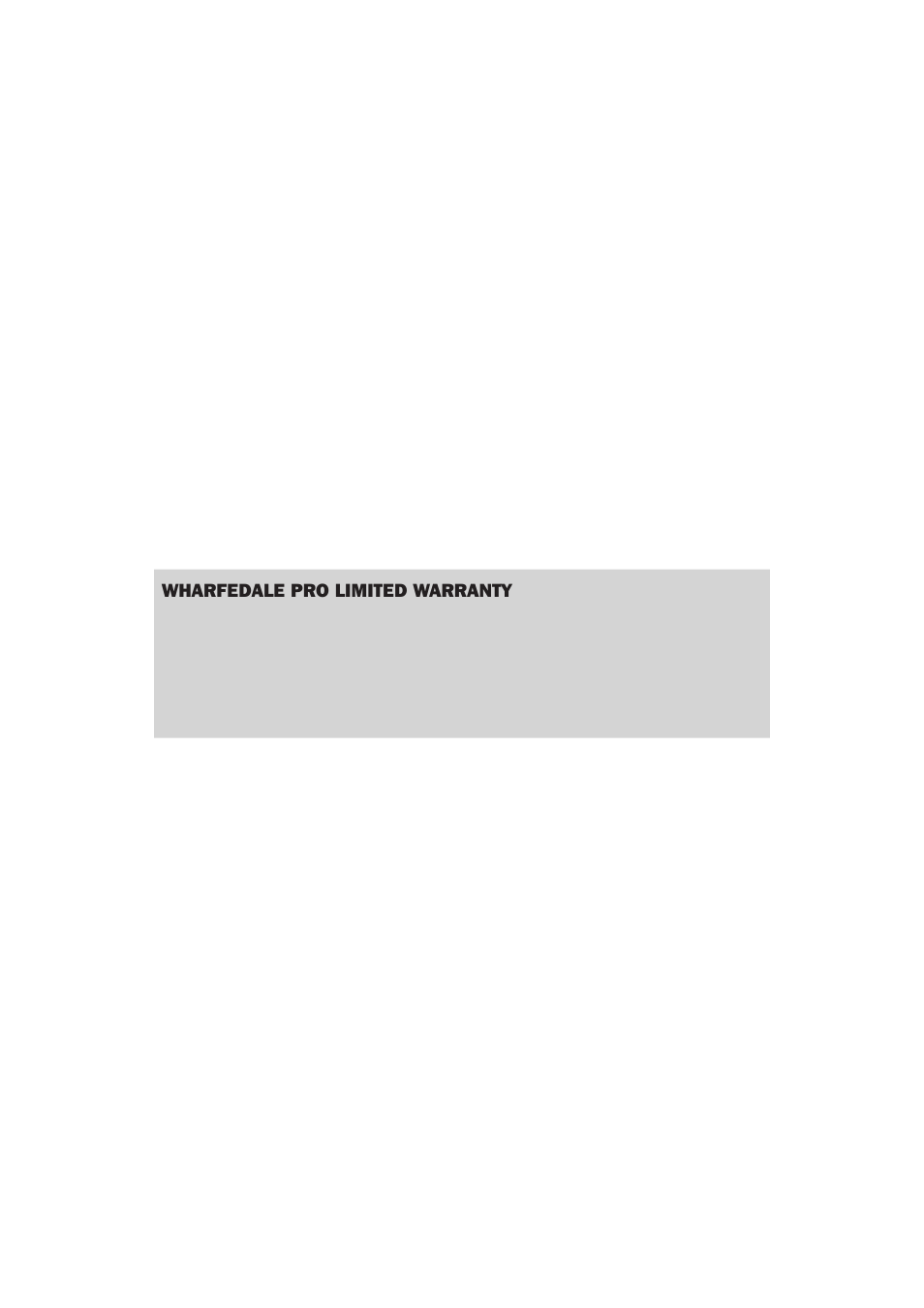 Wharfedale pro limited warranty | Wharfedale Pro WX-12 User Manual | Page 11 / 12