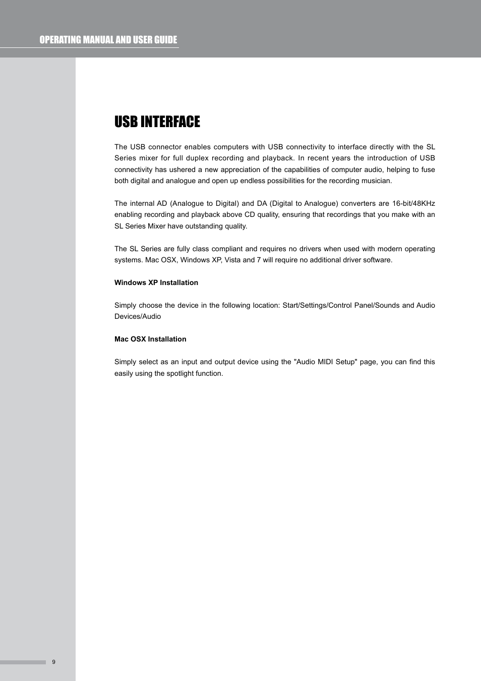 Usb interface | Wharfedale Pro SL824USB User Manual | Page 10 / 16