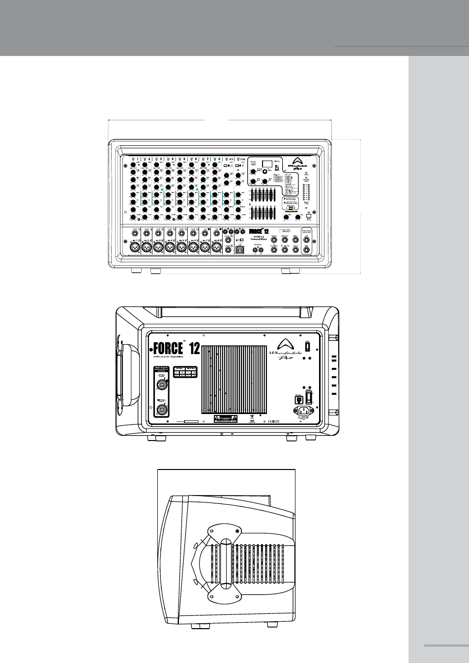 Dimensions, Force 12 | Wharfedale Pro Force 12 User Manual | Page 13 / 18