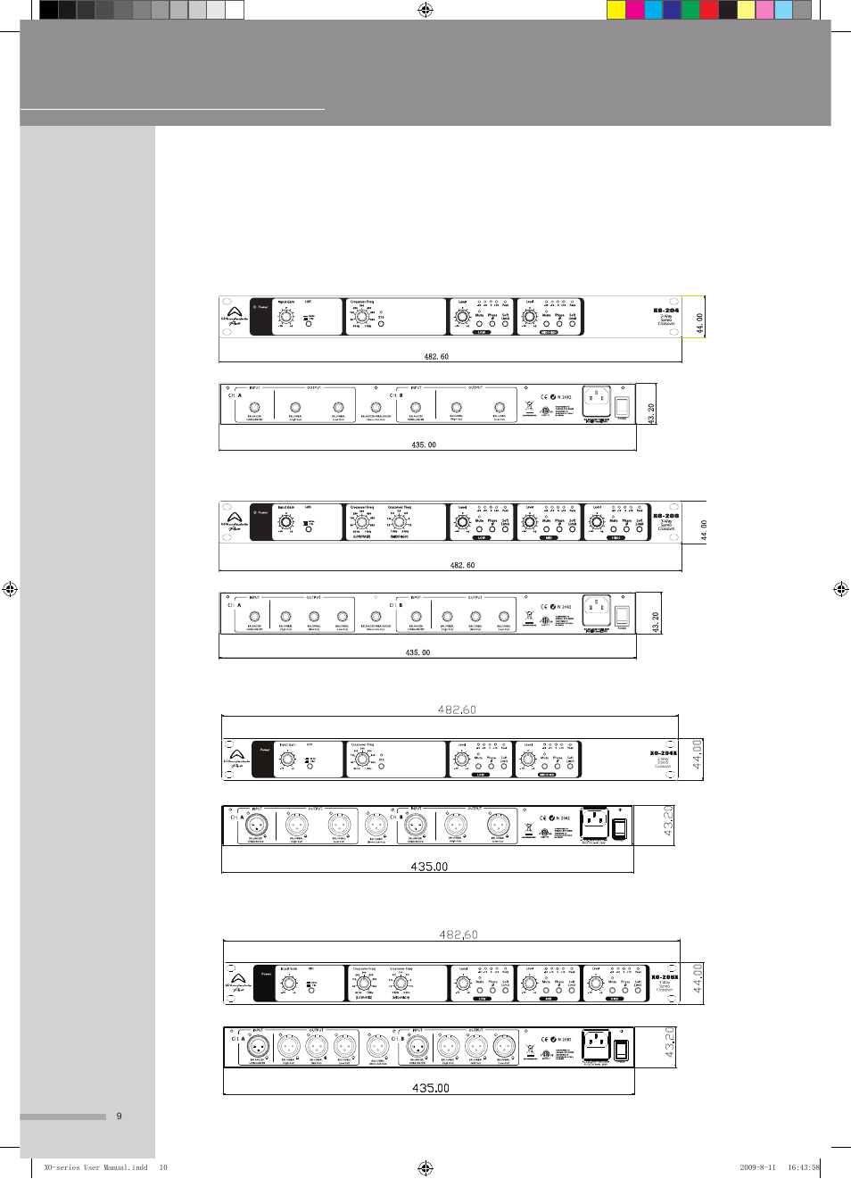 Xo-206x, Xo-204 dimensional drawings, Operating manual and user guide | 04x 06x | Wharfedale Pro XO-206X User Manual | Page 10 / 12