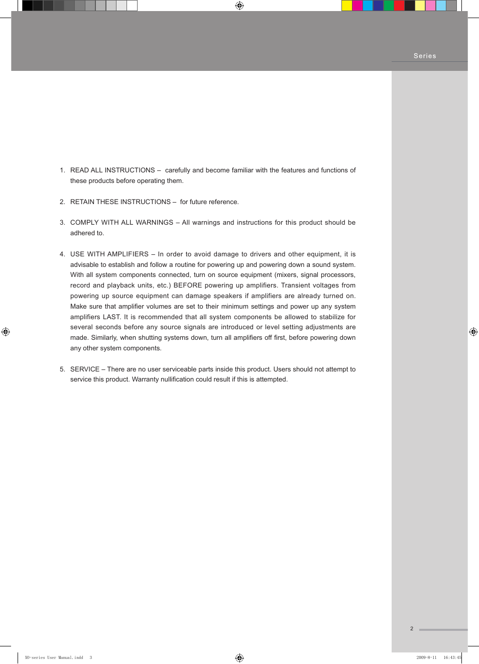 Important warnings & safety instructions | Wharfedale Pro XO-206X User Manual | Page 3 / 12