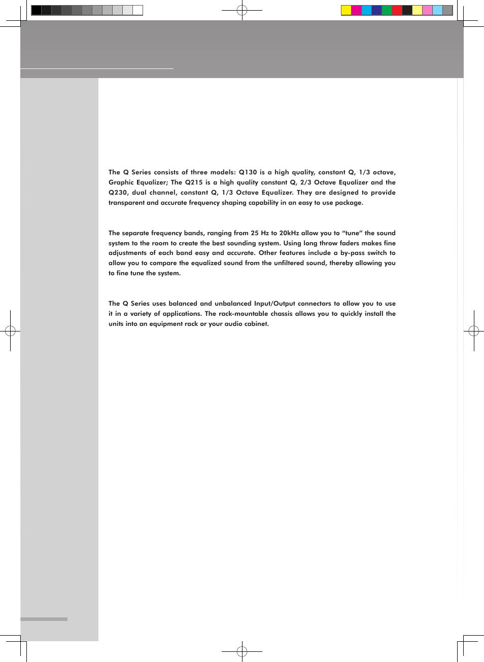 What about the q series equalizers | Wharfedale Pro Q-215 User Manual | Page 4 / 14
