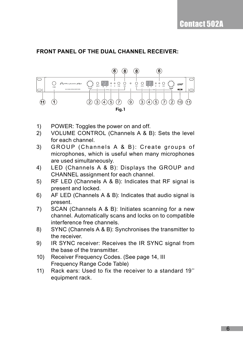 Contact 502a | Wharfedale Pro Contact 502A User Manual | Page 7 / 16