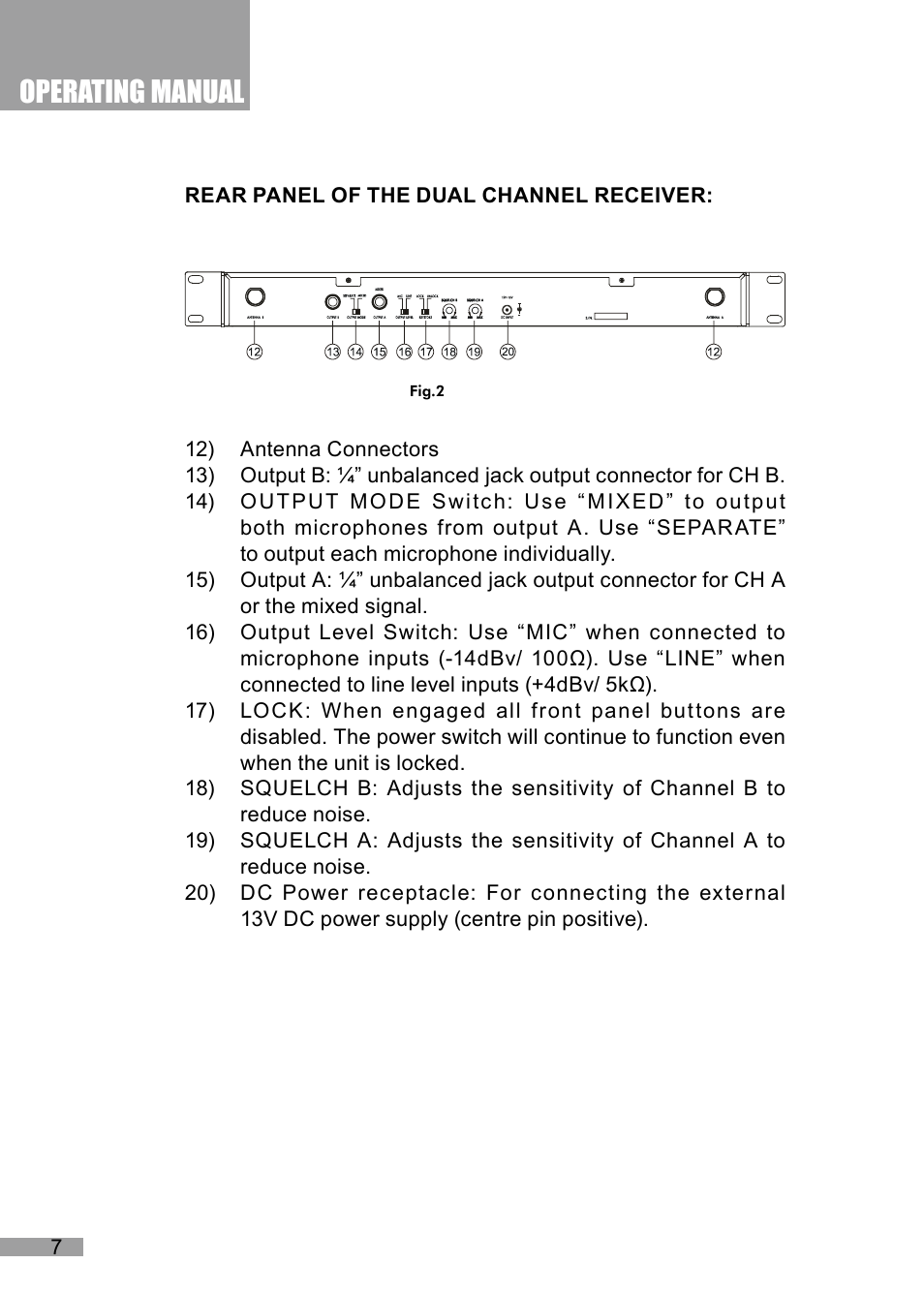 Operating manual | Wharfedale Pro Contact 502A User Manual | Page 8 / 16