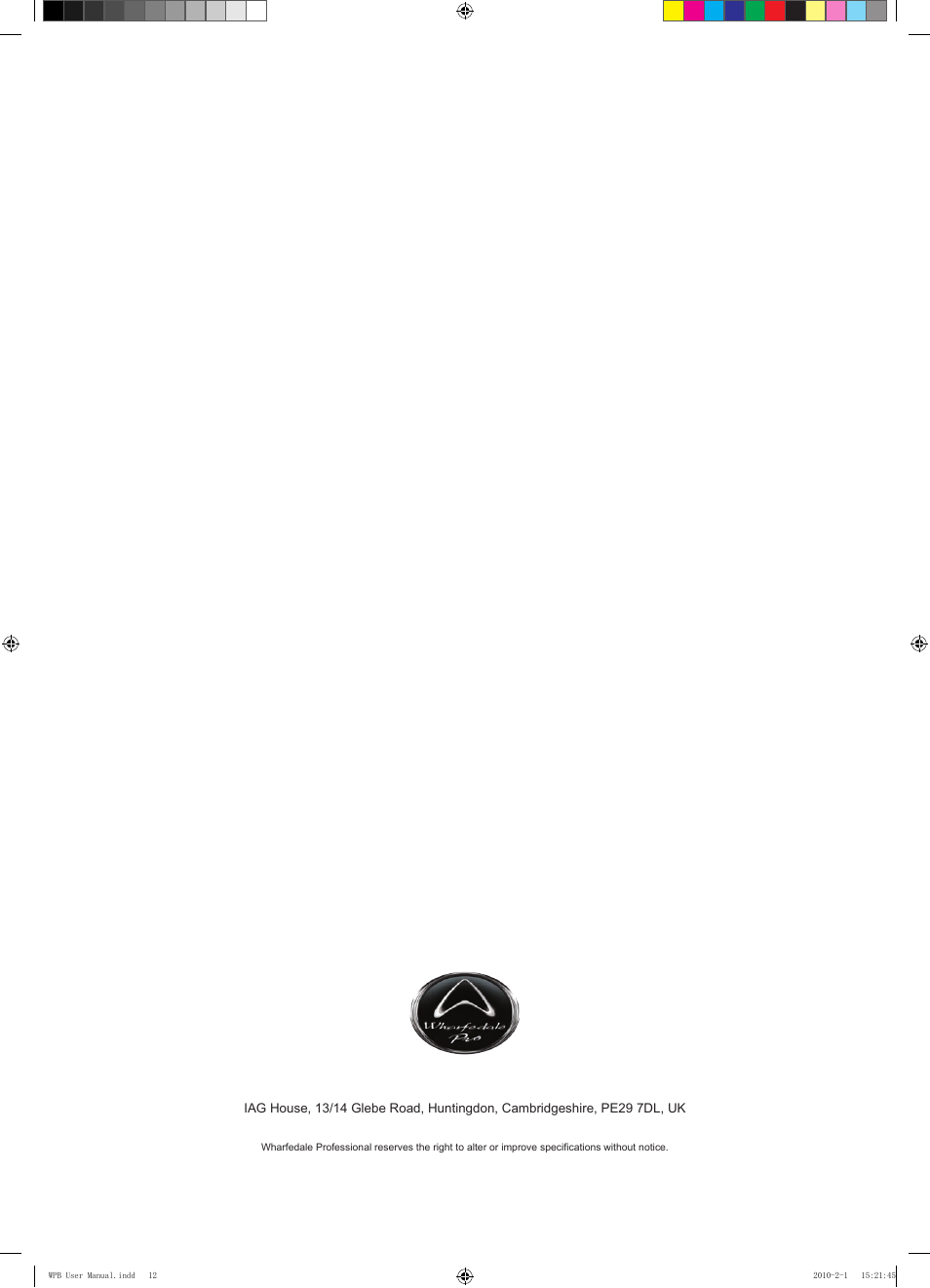 Wharfedale Pro WPB-3 User Manual | Page 12 / 12