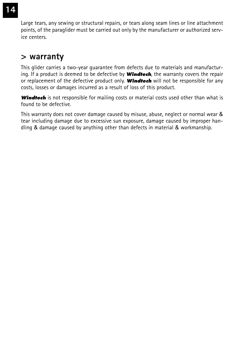 Warranty | Windtech bali User Manual | Page 14 / 32