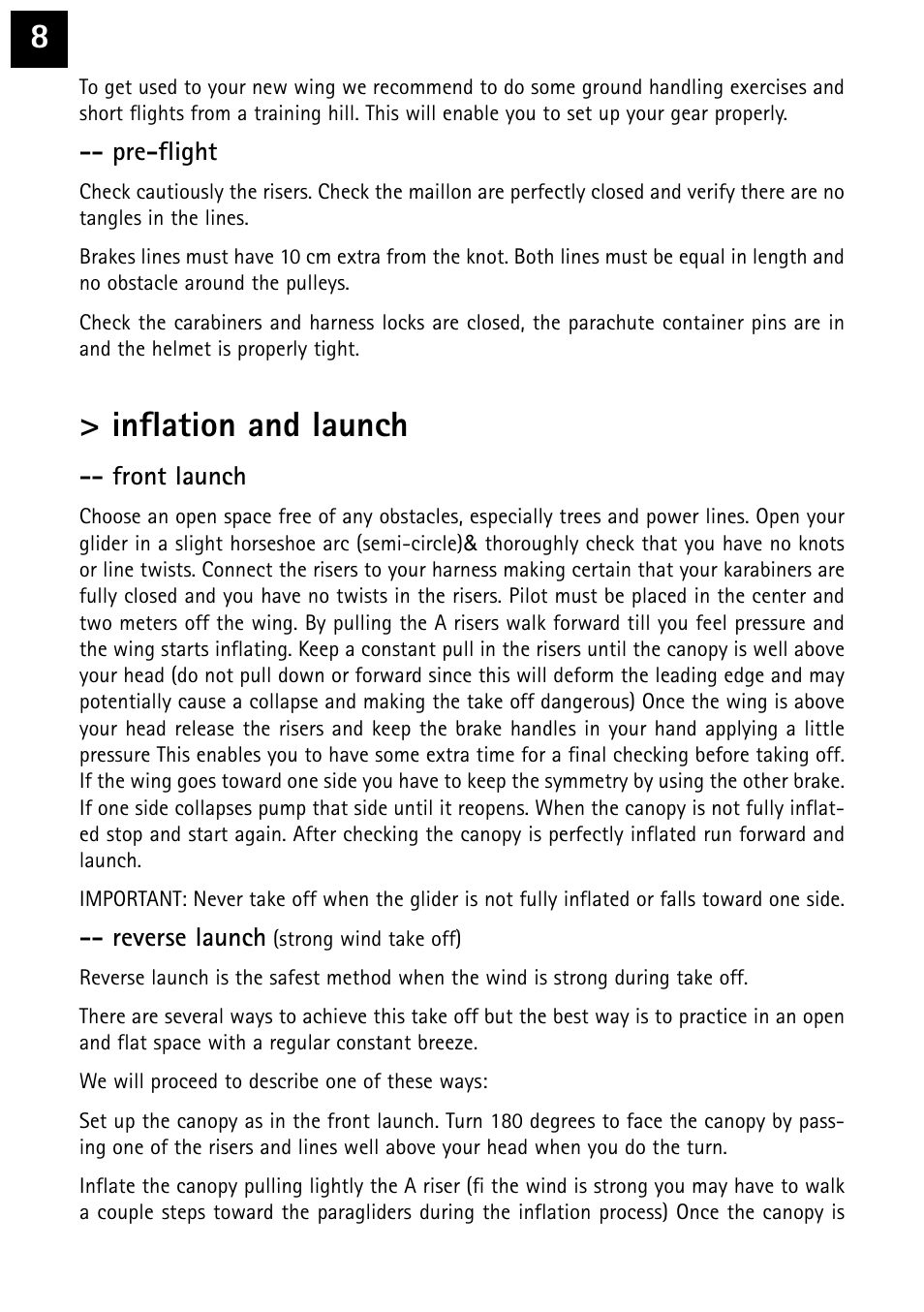 Inflation and launch | Windtech bali User Manual | Page 8 / 32