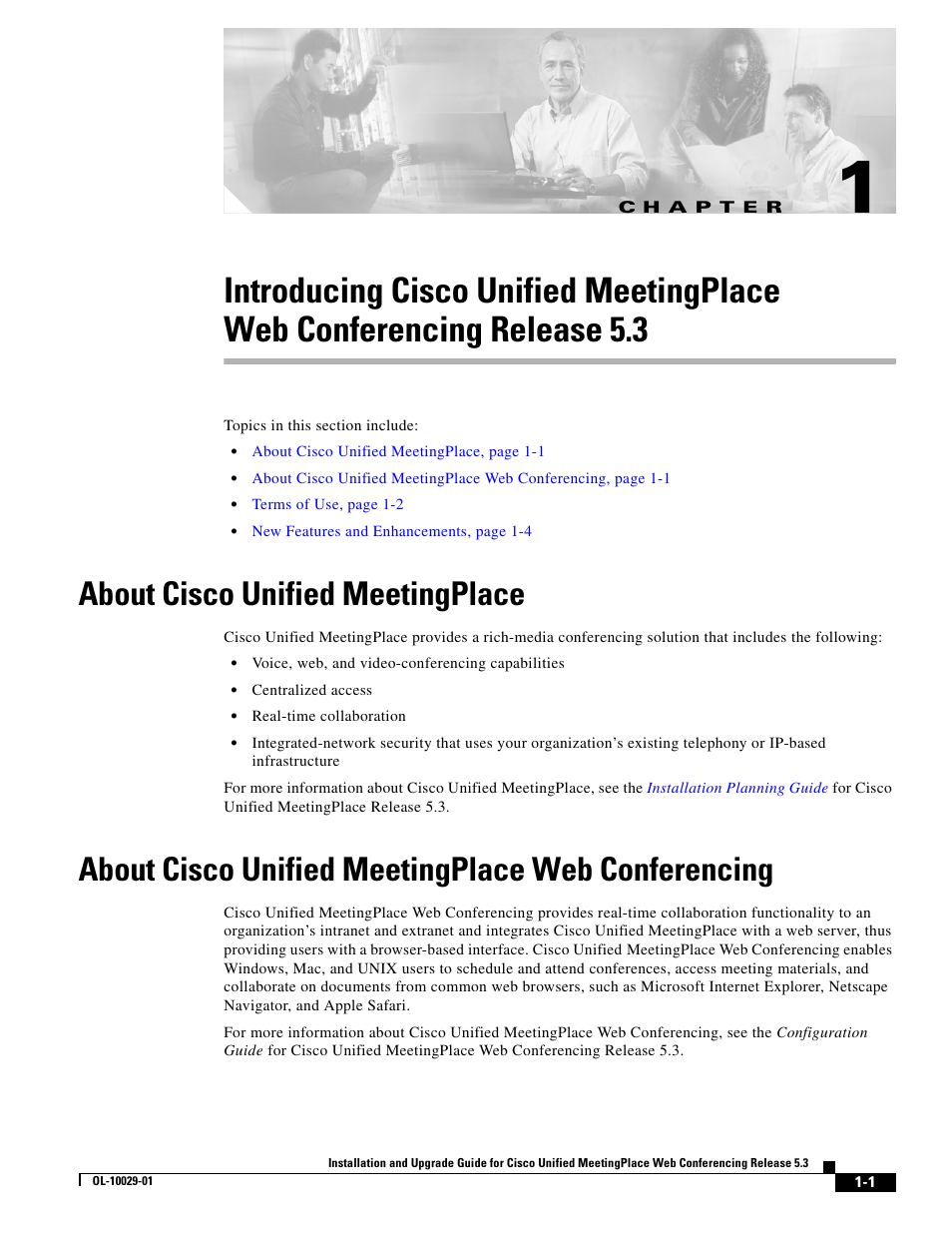 About cisco unifiedmeetingplace, About cisco unifiedmeetingplace webconferencing, C h a p t e r | About cisco unified meetingplace, About cisco unified meetingplace web conferencing | Cisco Conference Phone User Manual | Page 11 / 82
