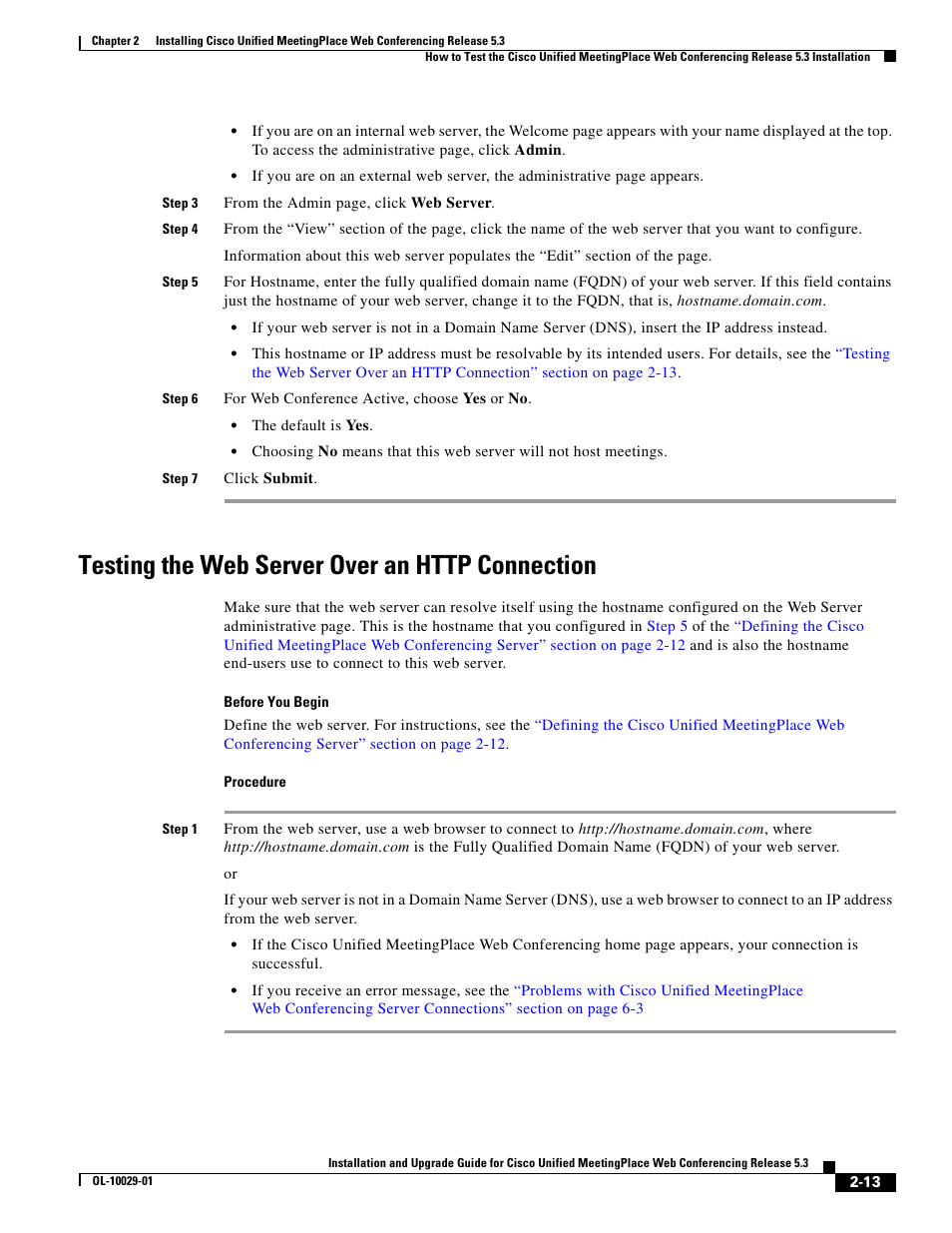 Testing the web server over an http connection | Cisco Conference Phone User Manual | Page 31 / 82