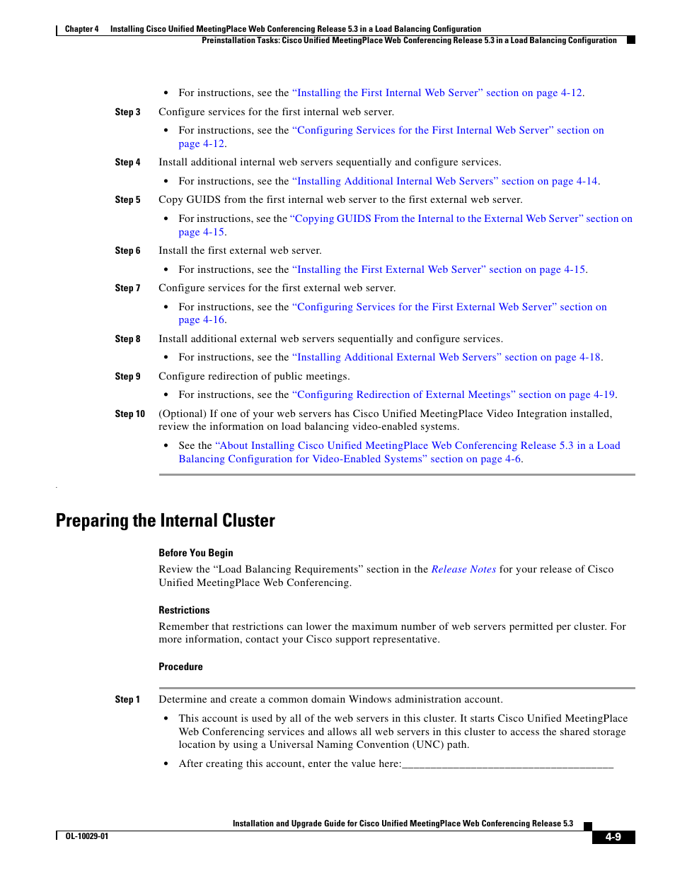 Preparing the internal cluster | Cisco Conference Phone User Manual | Page 51 / 82