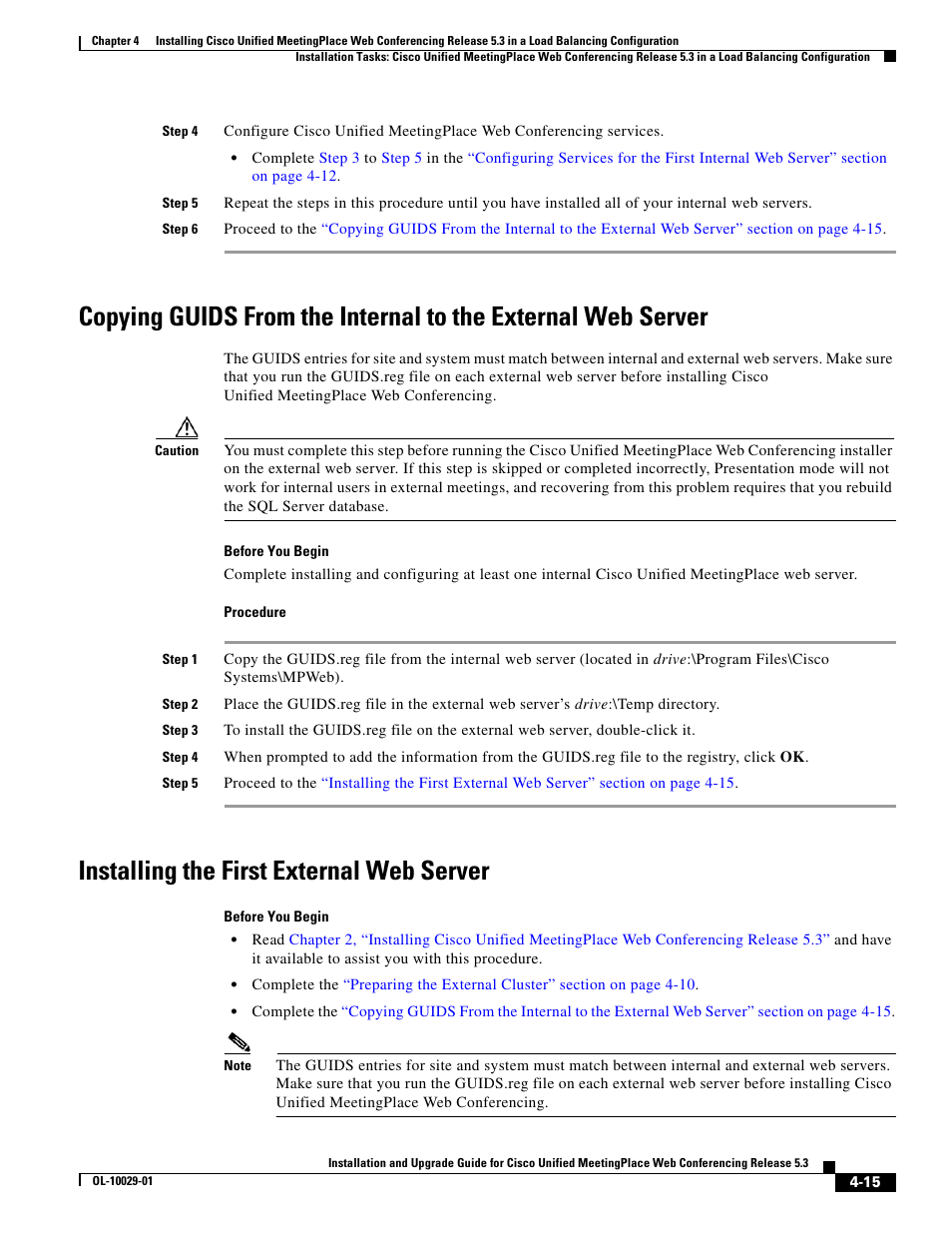 Installing the first external web server, Copying guids from the | Cisco Conference Phone User Manual | Page 57 / 82