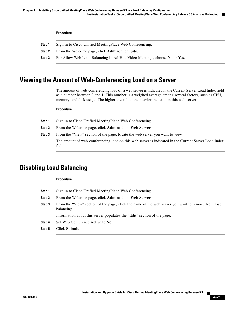 Disabling load balancing | Cisco Conference Phone User Manual | Page 63 / 82