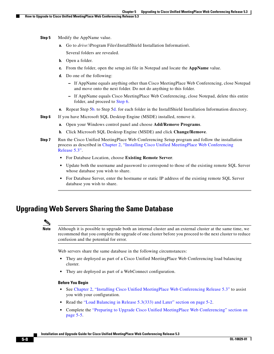 Upgrading web servers sharing the same database | Cisco Conference Phone User Manual | Page 72 / 82
