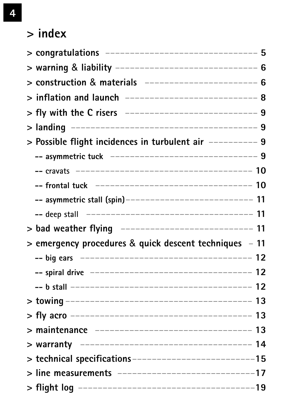 Index | Windtech fenix User Manual | Page 4 / 20