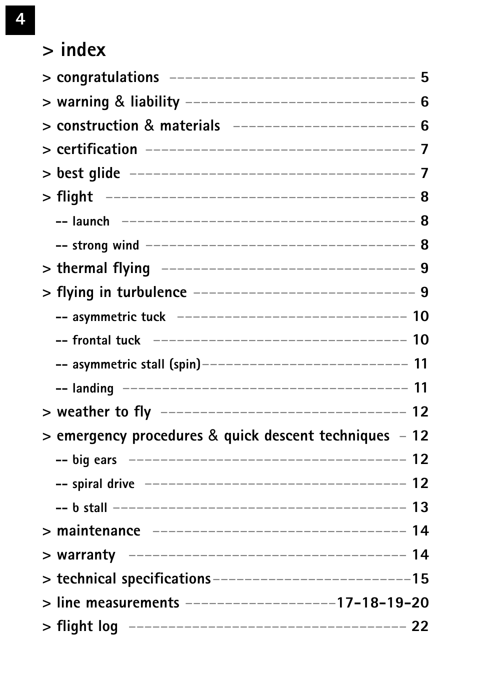 Index | Windtech arial User Manual | Page 4 / 24