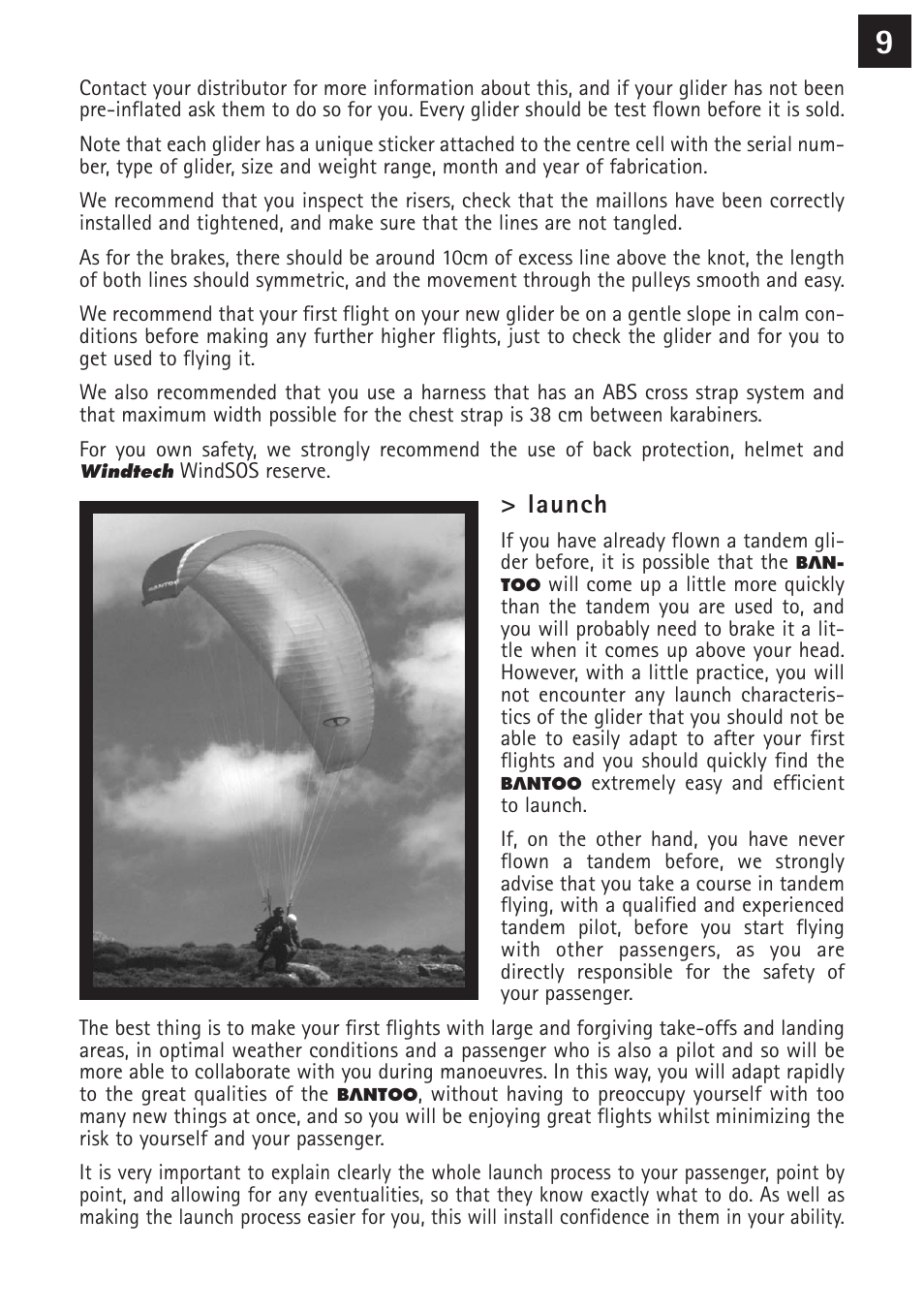 Launch | Windtech bantoo User Manual | Page 9 / 20