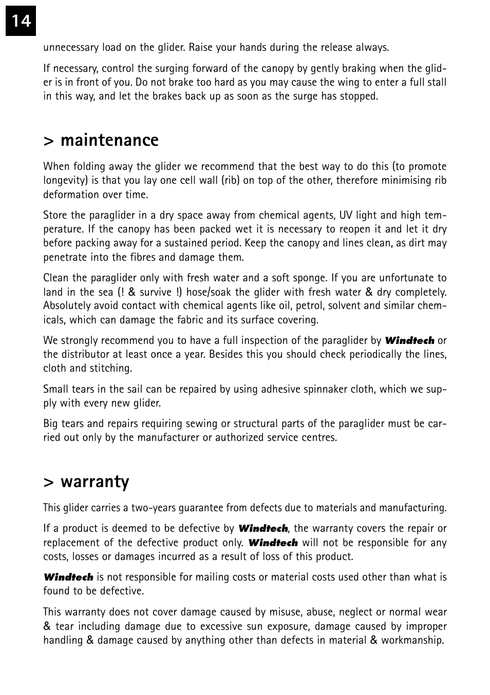 Maintenance, Warranty | Windtech impulse User Manual | Page 14 / 20