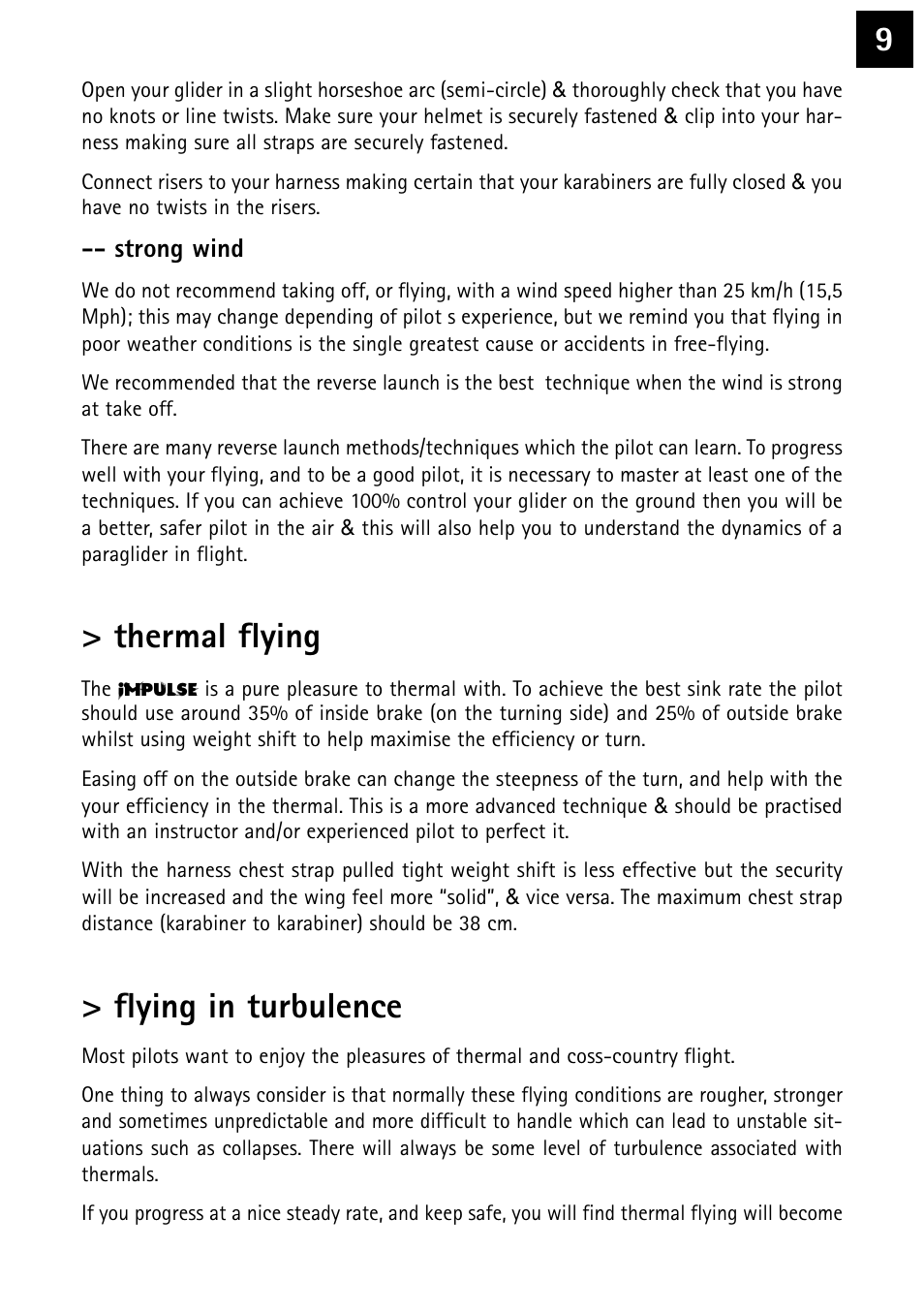 Thermal flying, Flying in turbulence | Windtech impulse User Manual | Page 9 / 20