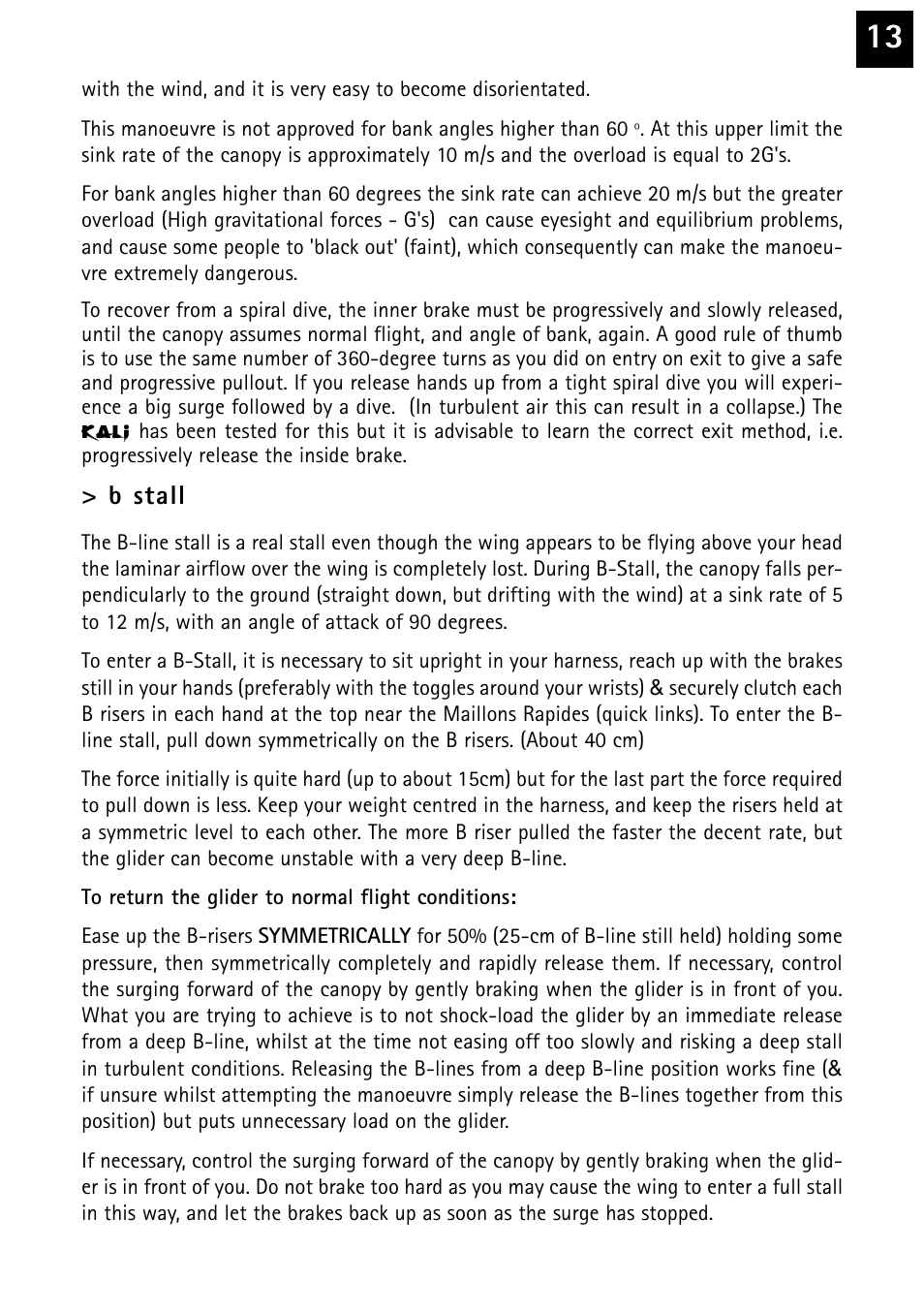 B stall | Windtech kali User Manual | Page 13 / 24