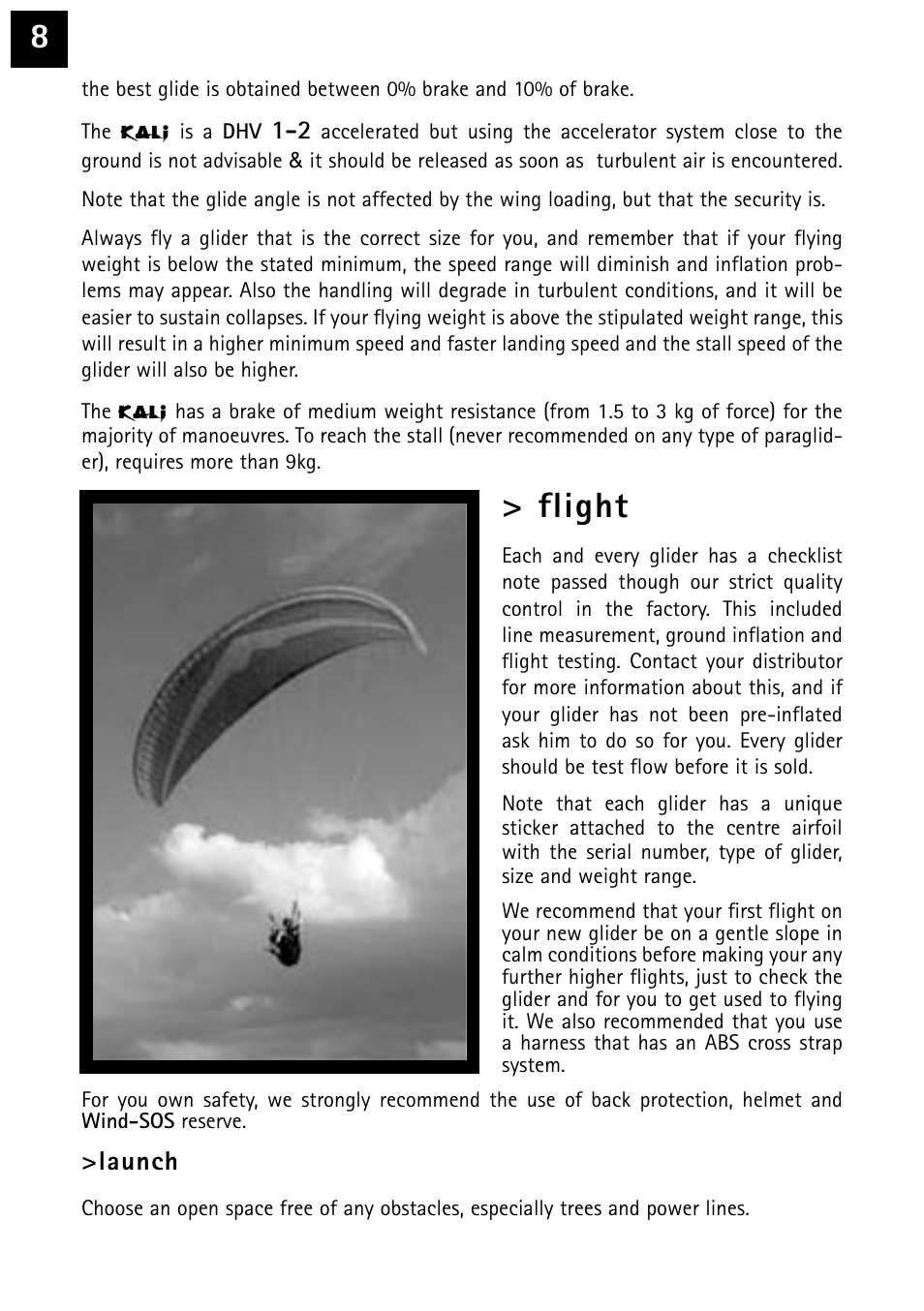 Flight | Windtech kali User Manual | Page 8 / 24