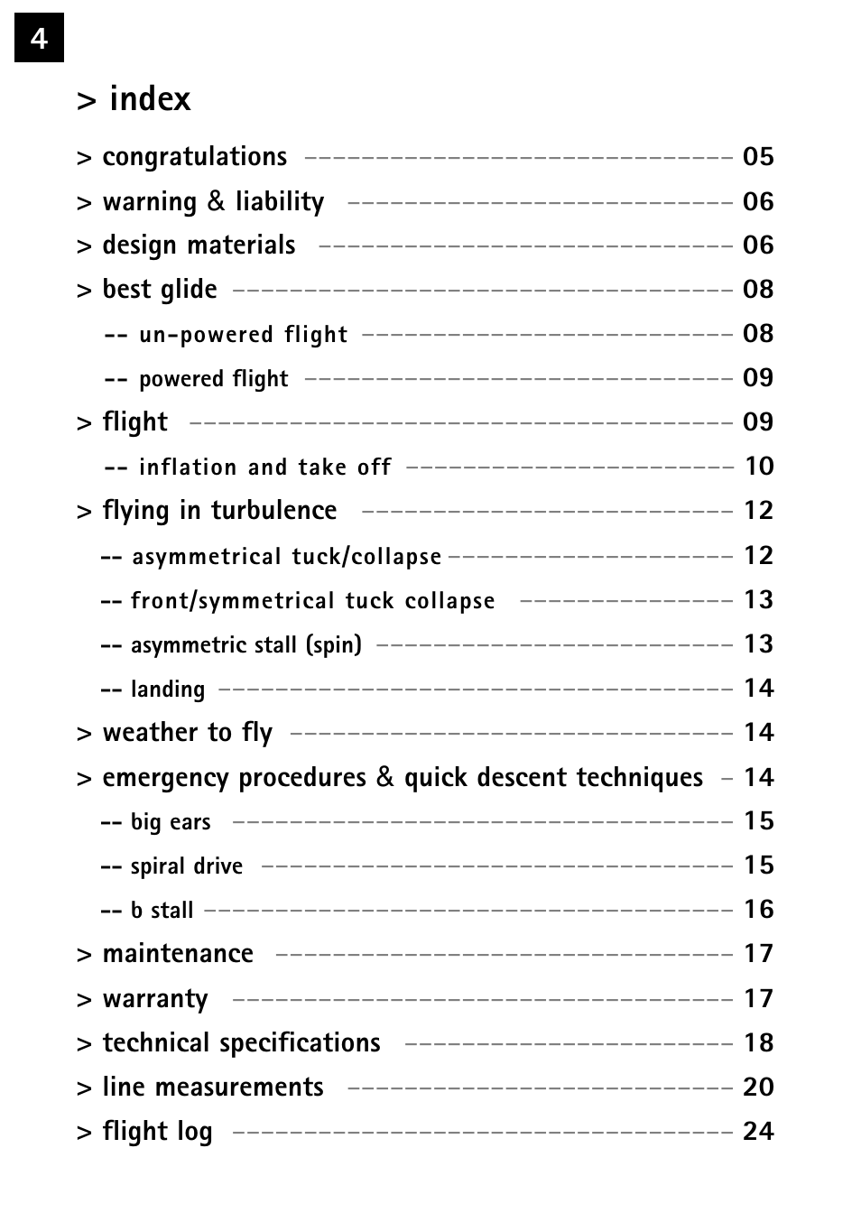 Index | Windtech kinetik User Manual | Page 4 / 26