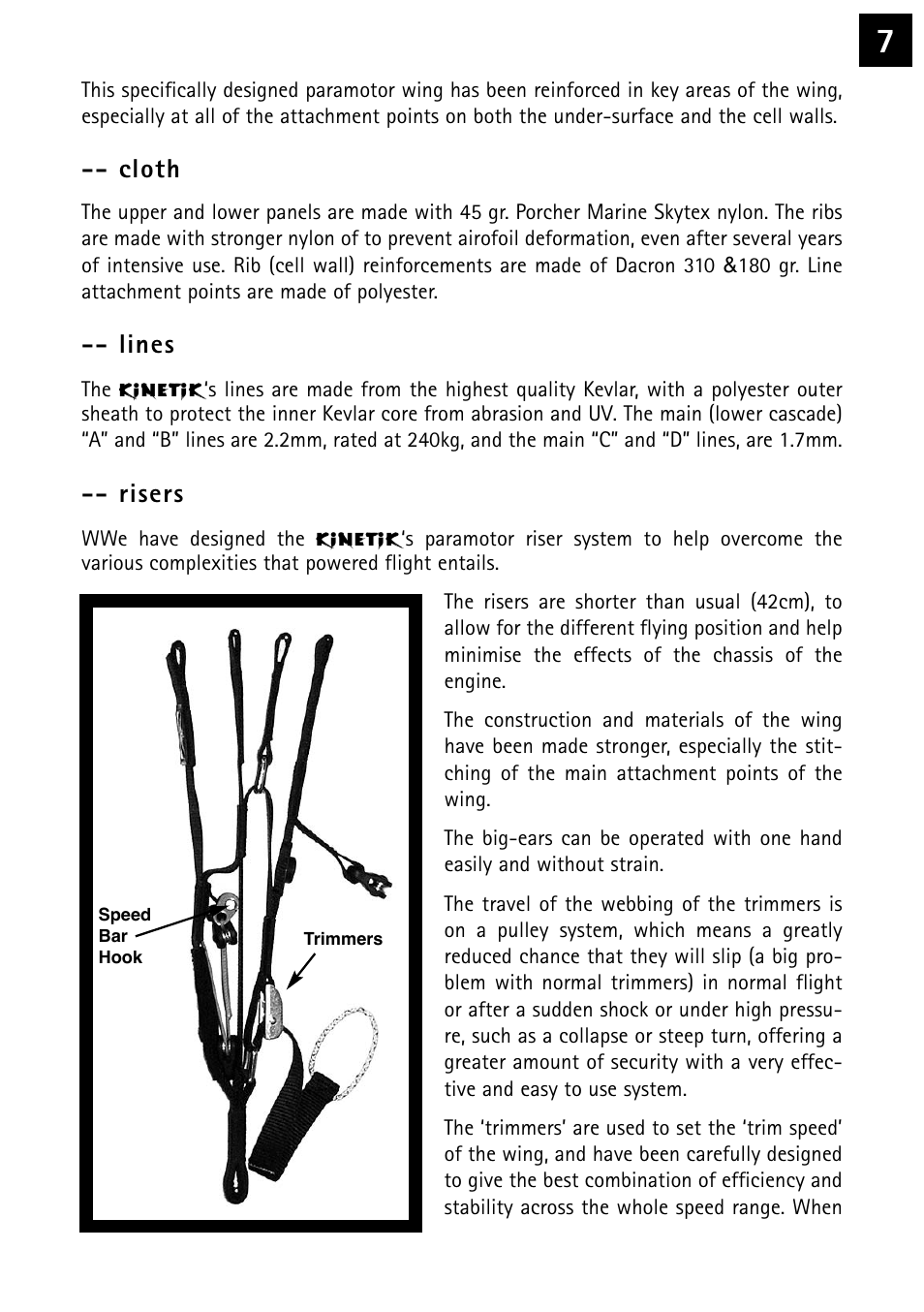 Cloth, Lines, Risers | Windtech kinetik User Manual | Page 7 / 26